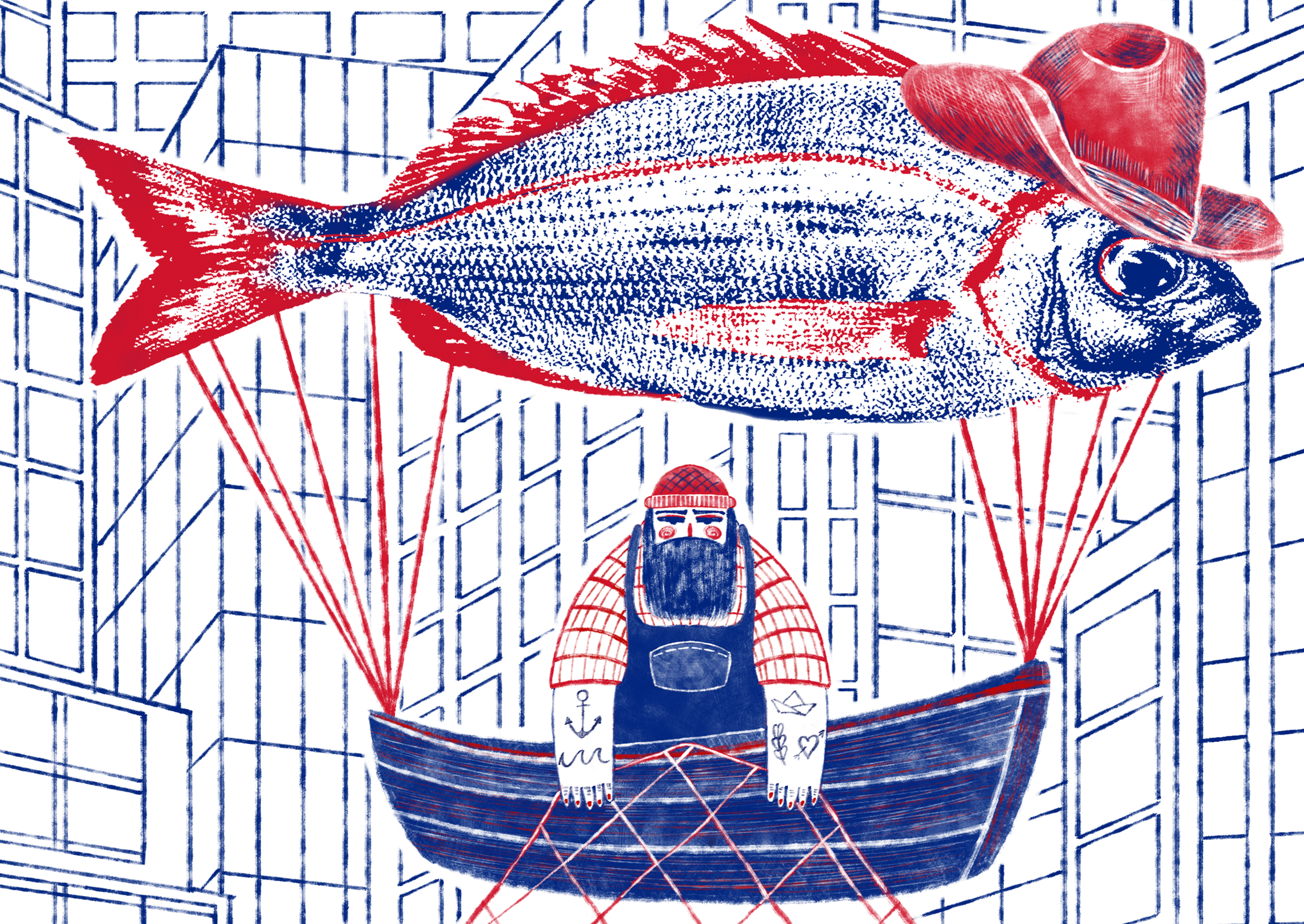 За рыбой! Серия иллюстраций для упаковки банок — Изображение №5 — Иллюстрация, Графика на Dprofile