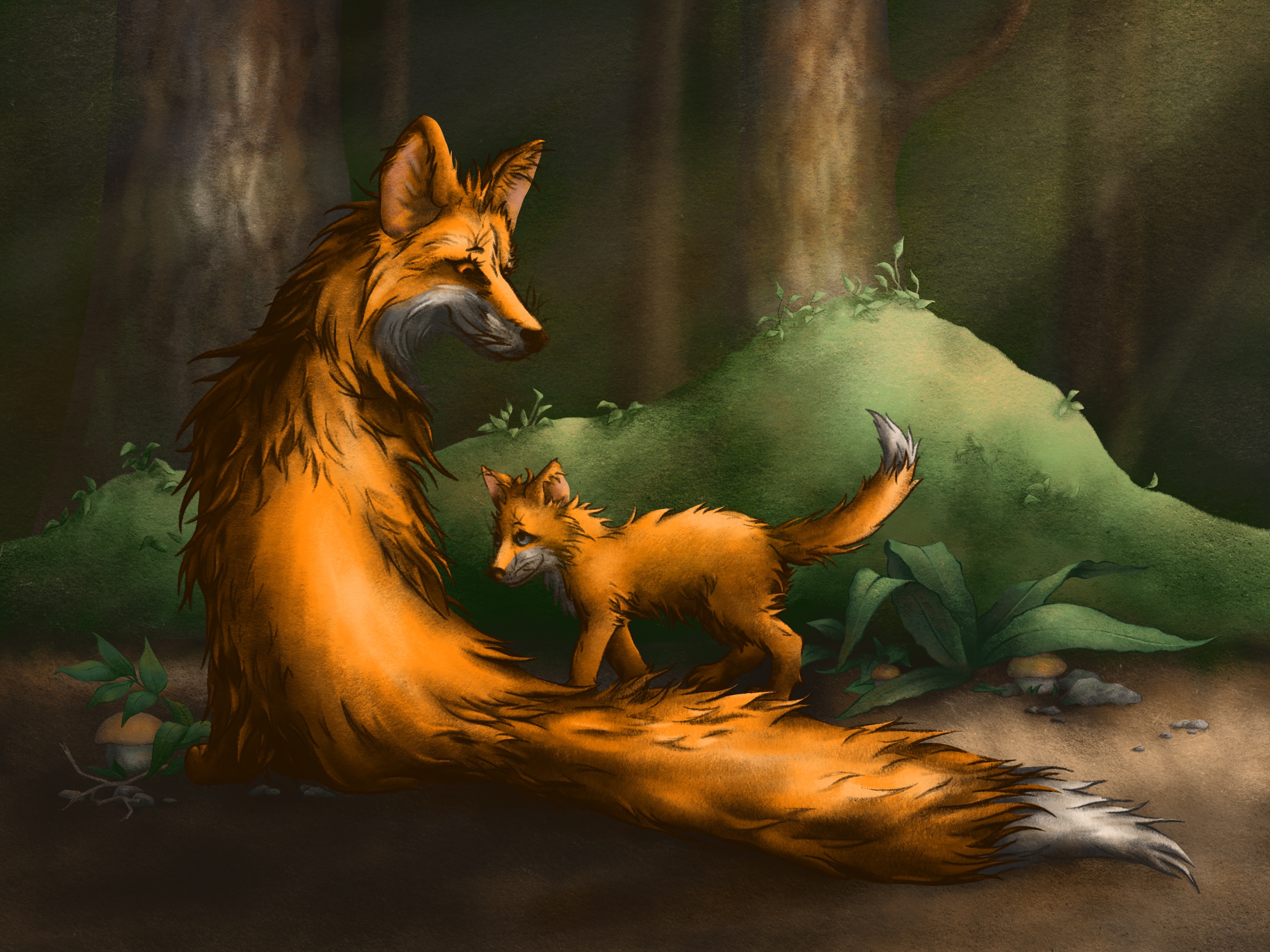 Лисицы в лесу. Животные. — Изображение №1 — Иллюстрация, Графика на Dprofile
