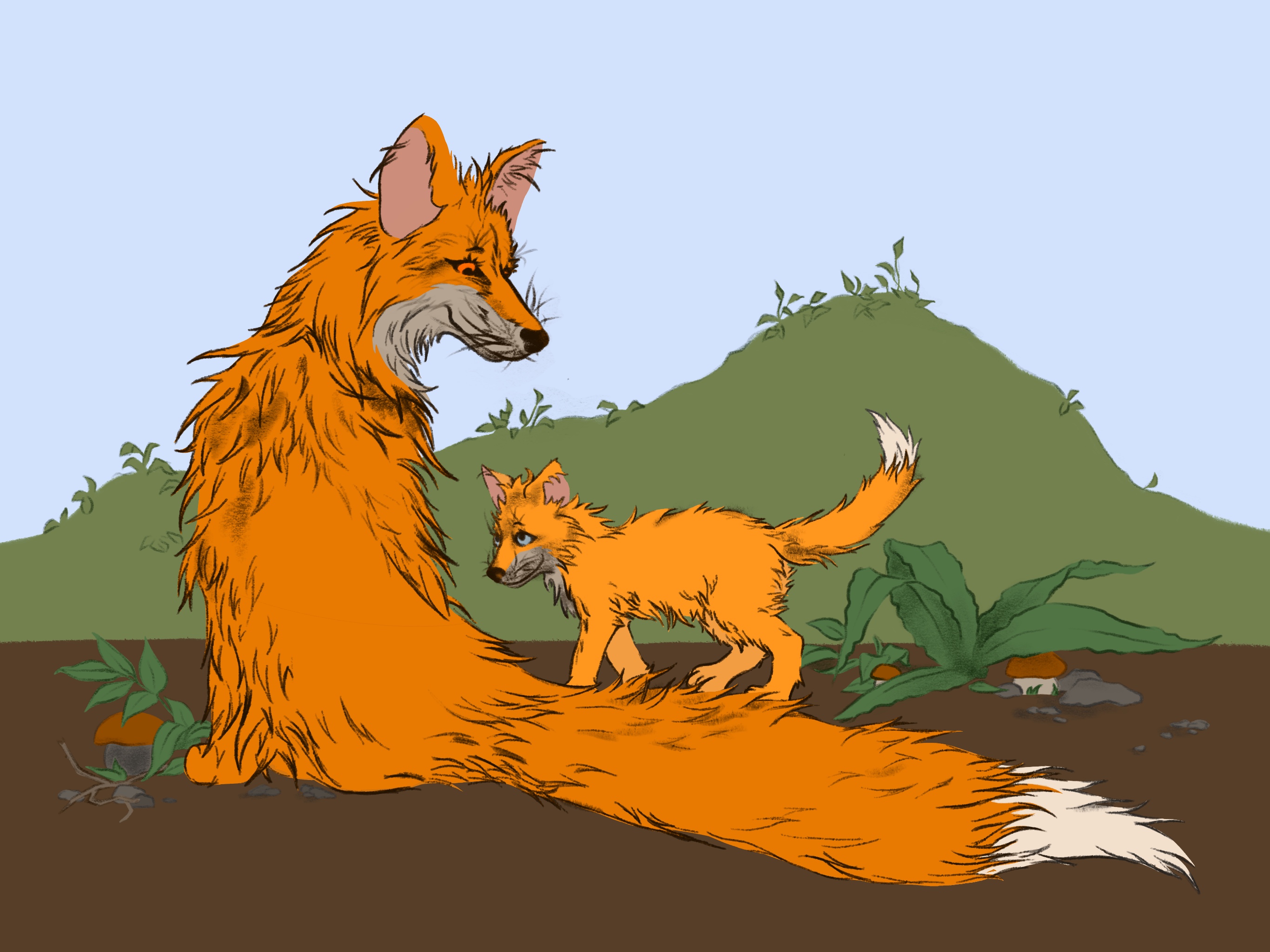 Лисицы в лесу. Животные. — Изображение №3 — Иллюстрация, Графика на Dprofile