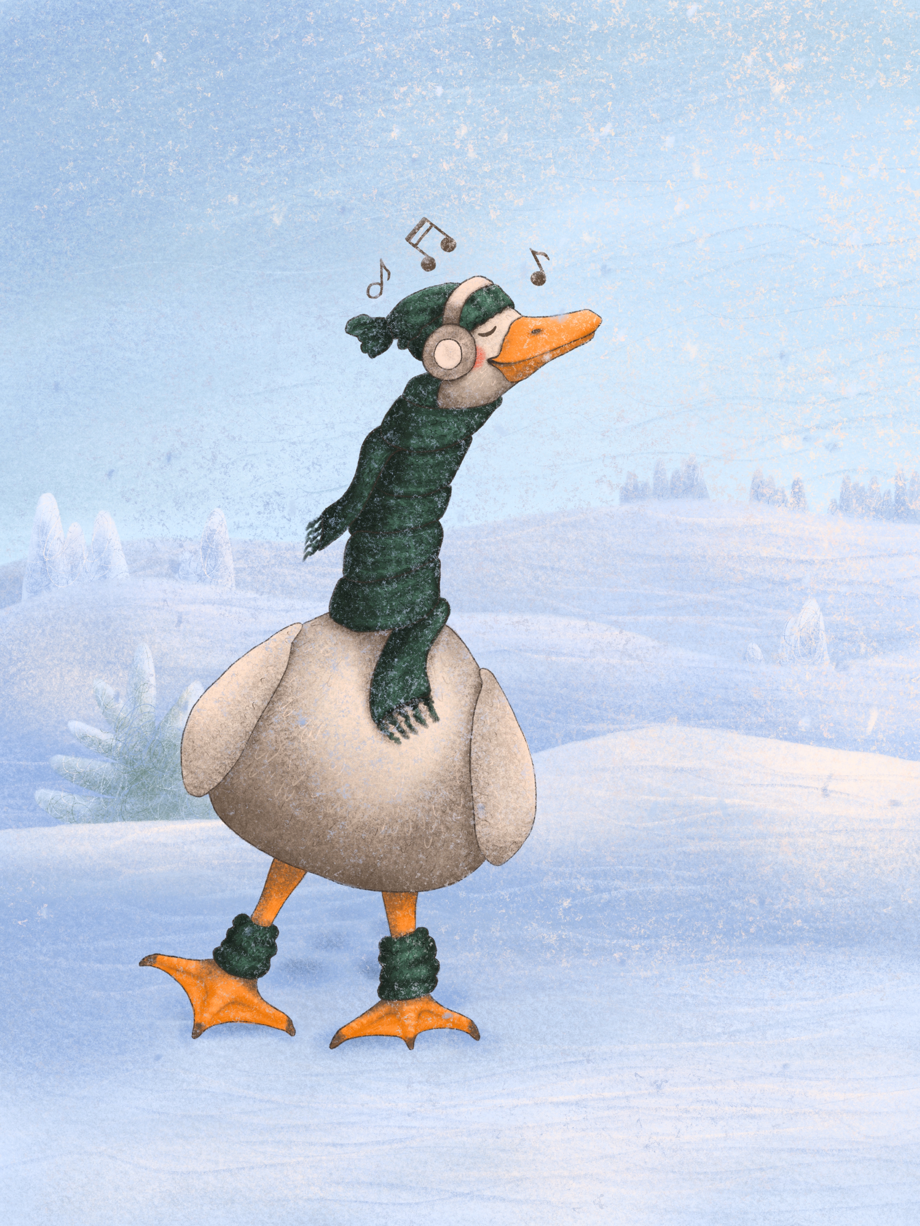 Добрый гусь, который любит слушать музыку. — Изображение №1 — Иллюстрация, Графика на Dprofile