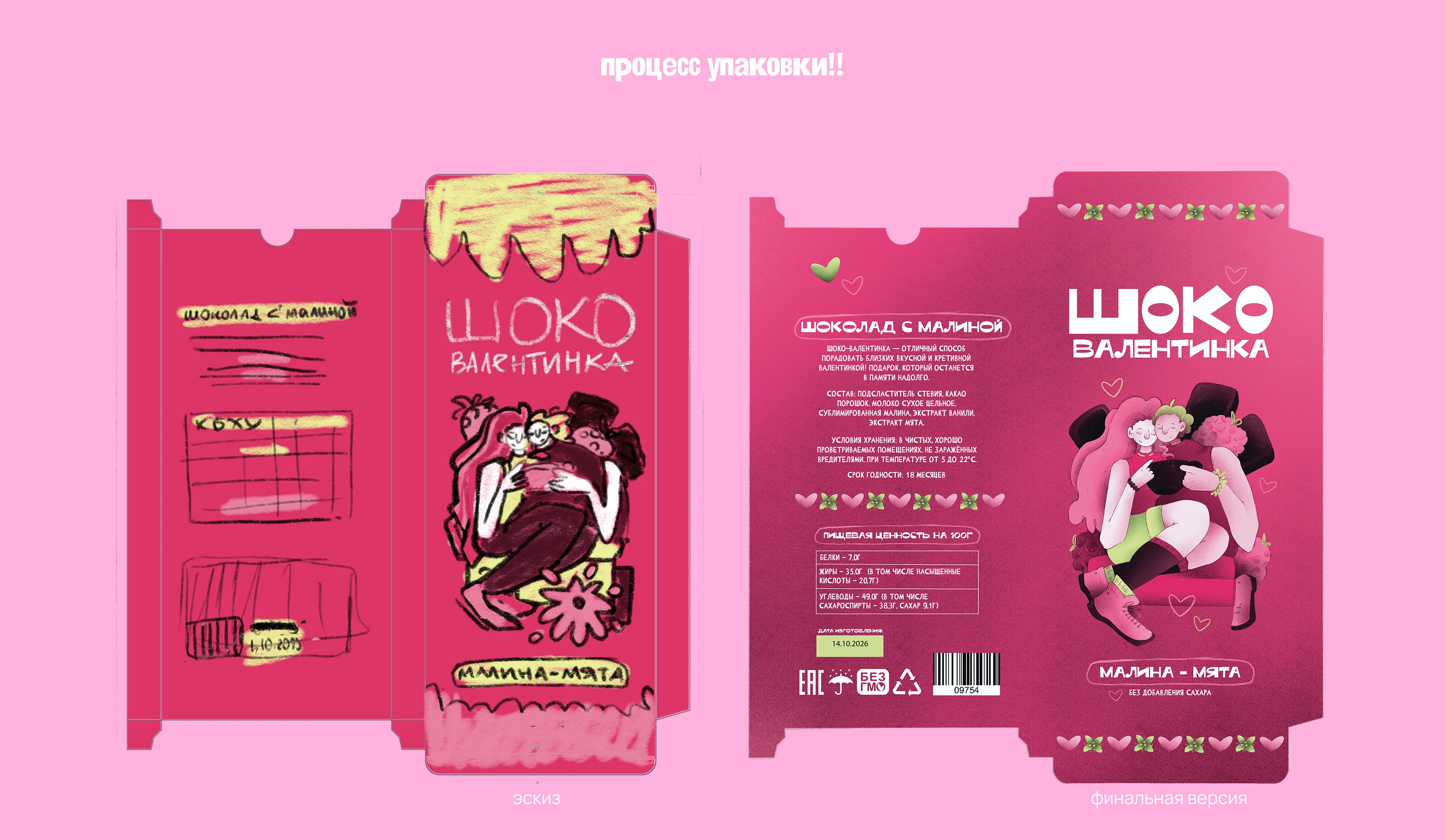 ШОКО-валентинка - иллюстрация упаковки шоколада — Изображение №13 — Брендинг, Иллюстрация на Dprofile