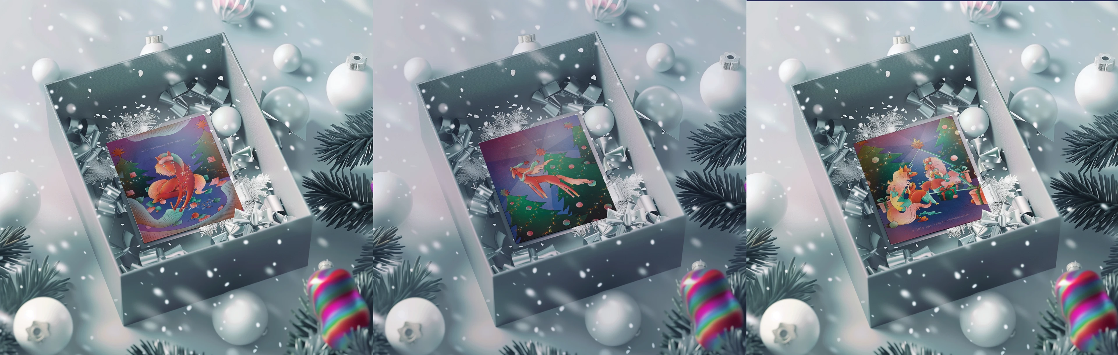 новогодний мерч - открытки, стикеры, упаковочная бумага — Изображение №9 — Иллюстрация, Графика на Dprofile