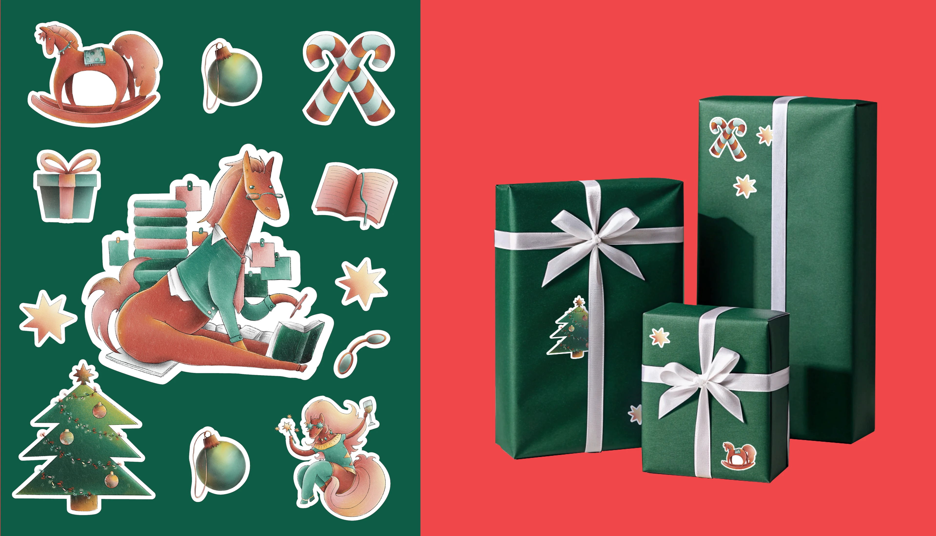 новогодний мерч - открытки, стикеры, упаковочная бумага — Изображение №18 — Иллюстрация, Графика на Dprofile