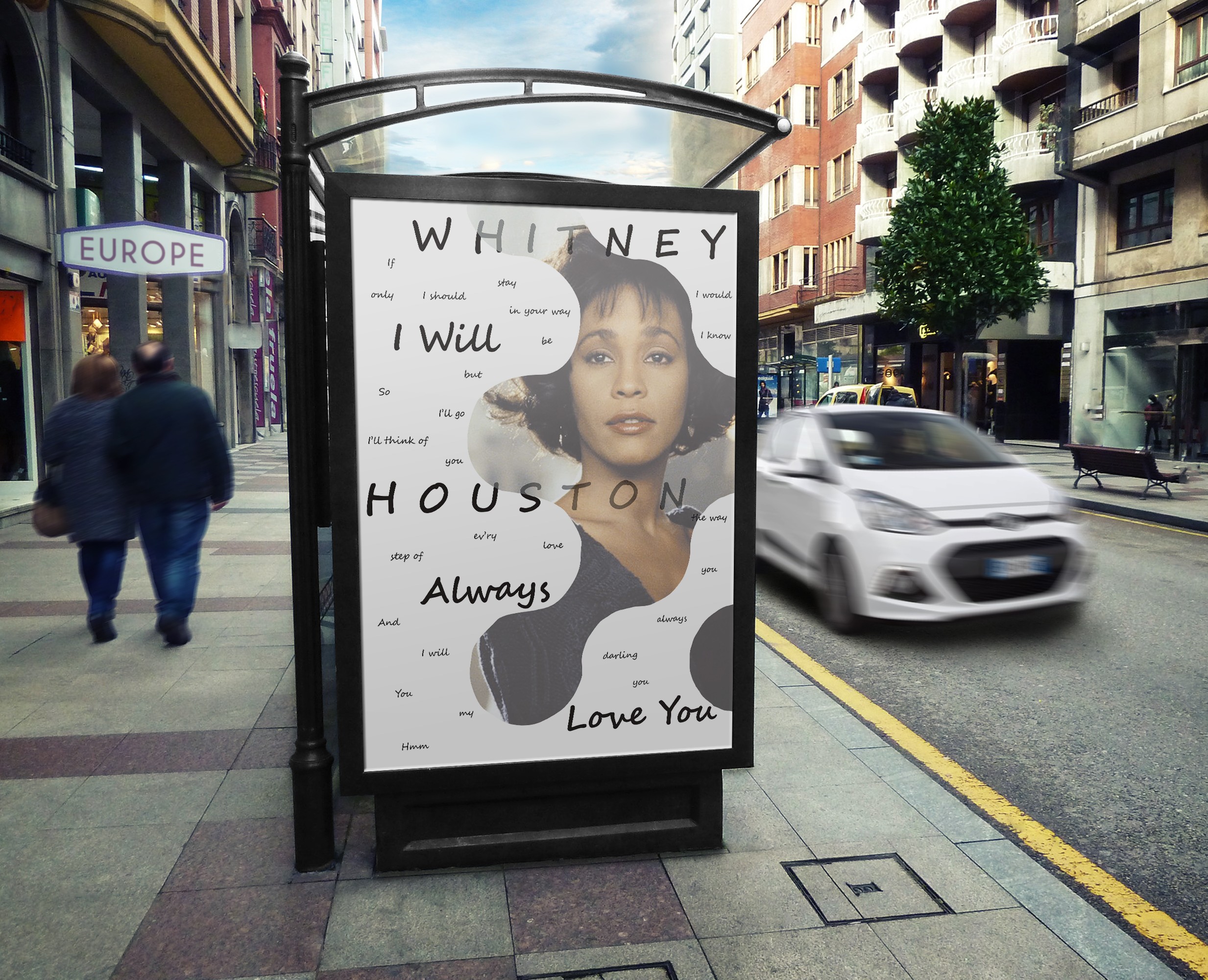 Типографический плакат на песню Whitney Houston на Dprofile