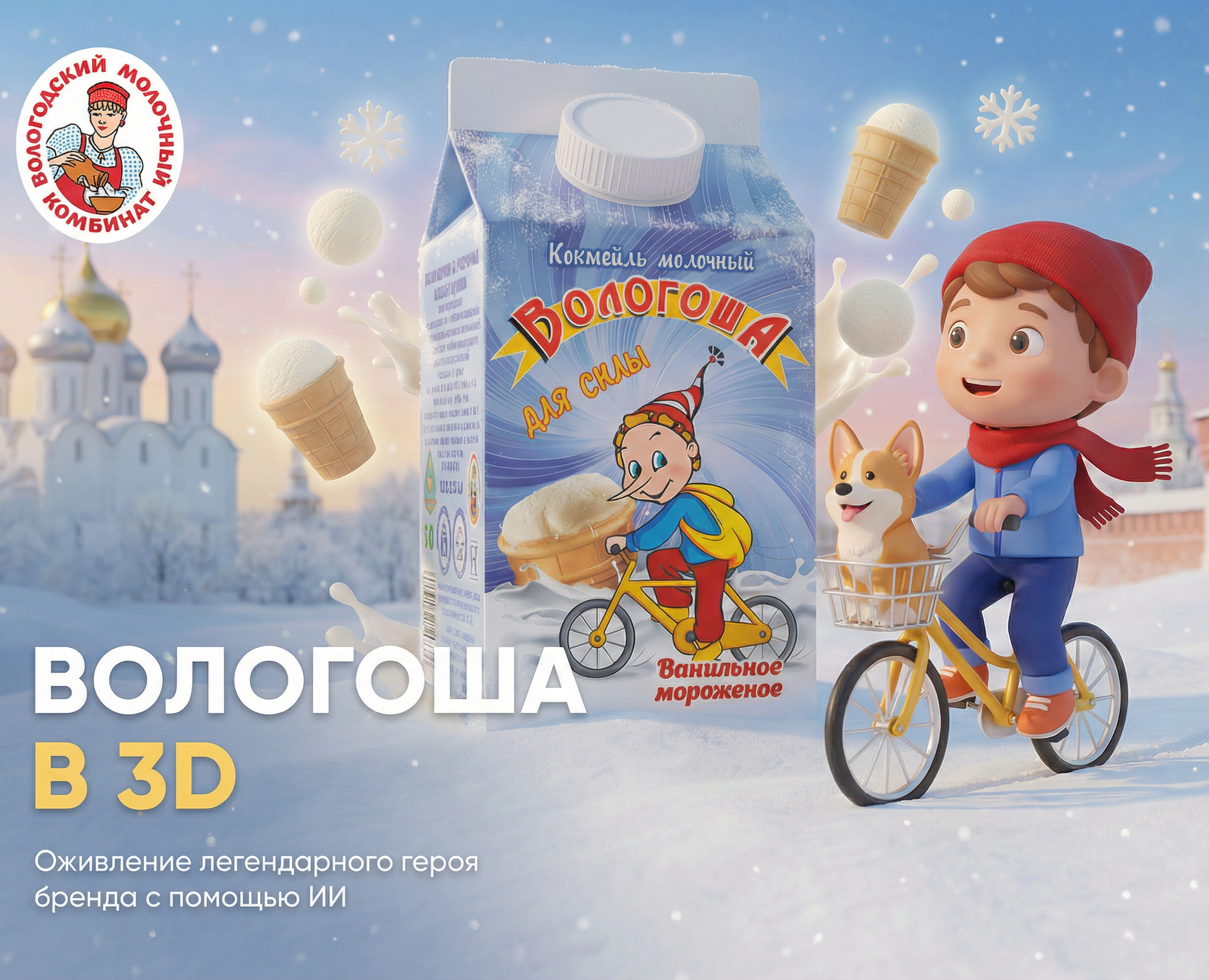 Вологоша в 3D — AI-powered рекламная кампания коктейля на Dprofile