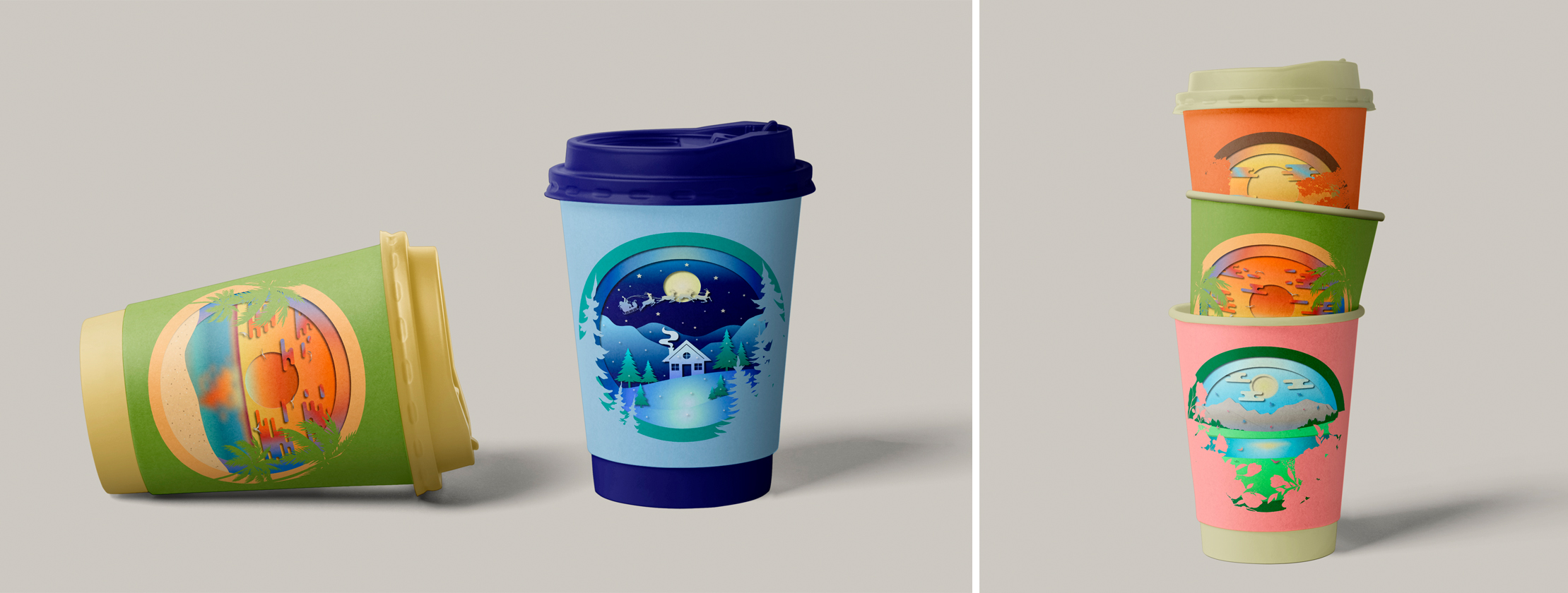 «Paper Cut Сезоны»: Универсальные Принты для Мерча — Изображение №7 — Брендинг, Иллюстрация на Dprofile