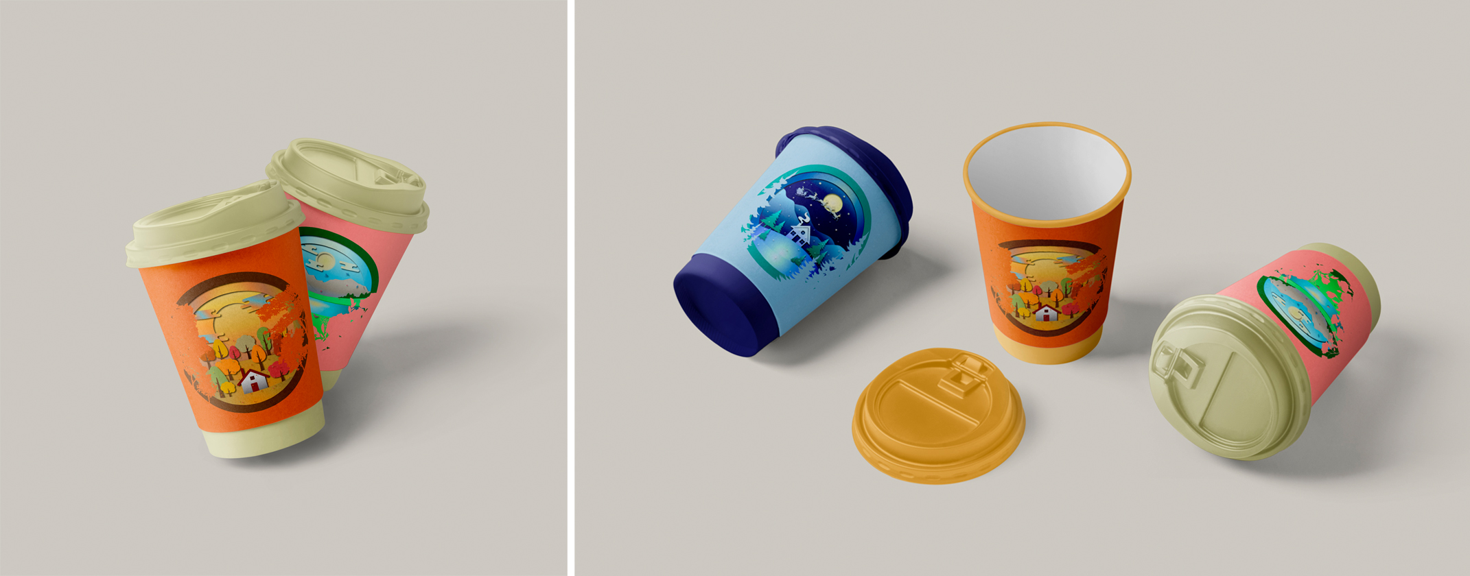 «Paper Cut Сезоны»: Универсальные Принты для Мерча — Изображение №8 — Брендинг, Иллюстрация на Dprofile