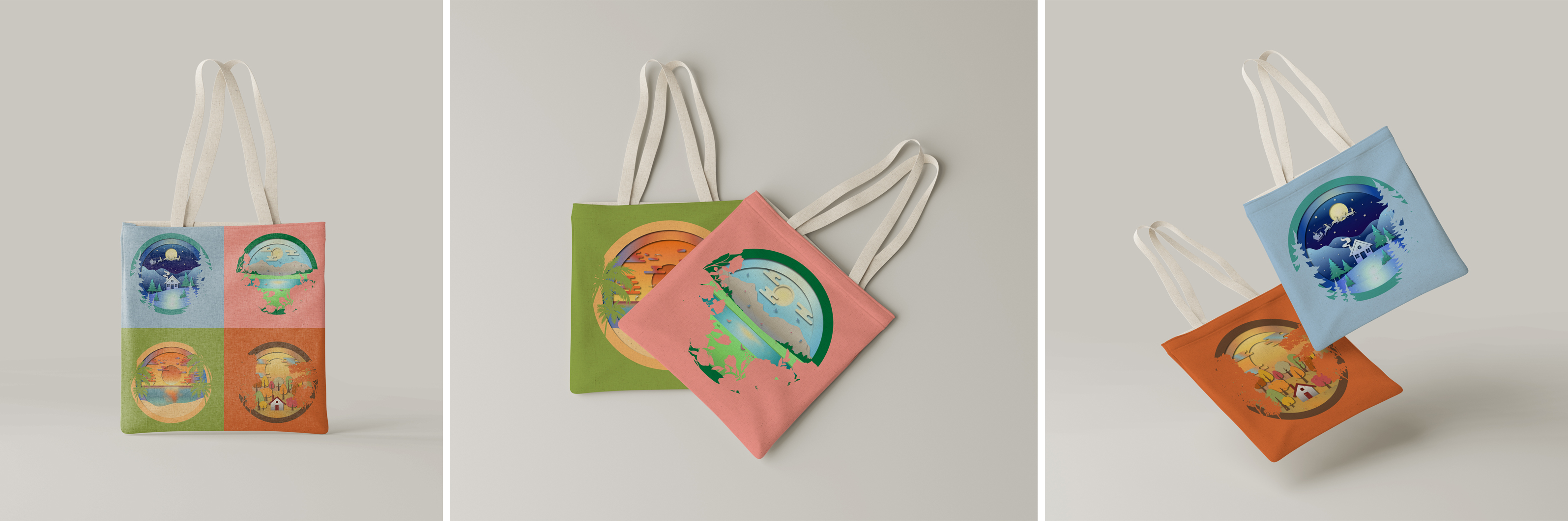 «Paper Cut Сезоны»: Универсальные Принты для Мерча — Изображение №9 — Брендинг, Иллюстрация на Dprofile