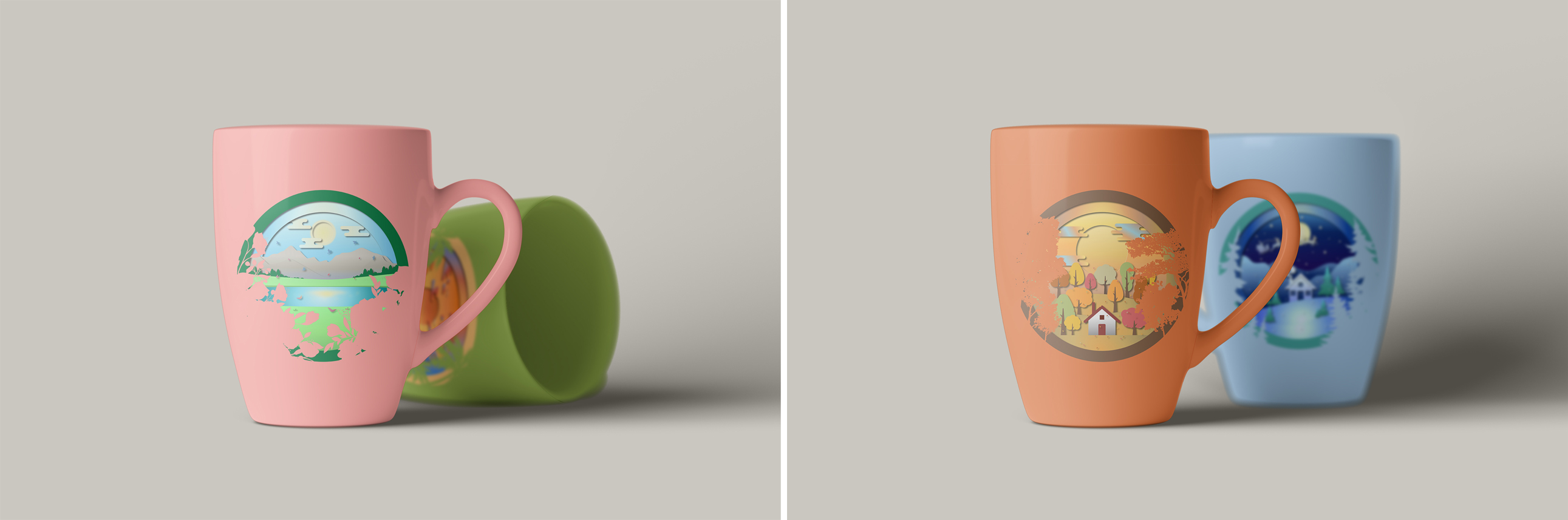 «Paper Cut Сезоны»: Универсальные Принты для Мерча — Изображение №6 — Брендинг, Иллюстрация на Dprofile