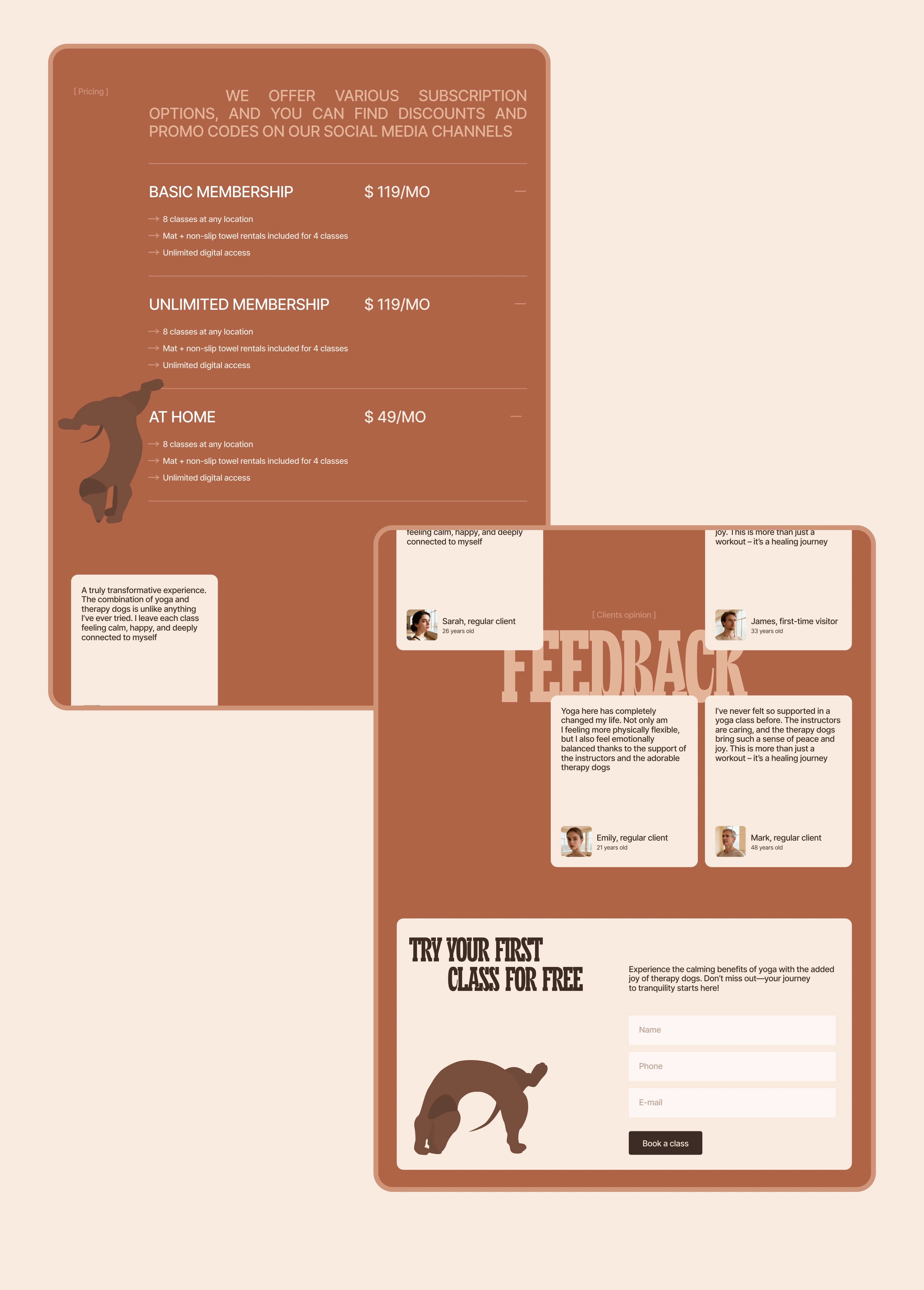 Landing page | Puppy yoga — Изображение №11 — Интерфейсы, Иллюстрация на Dprofile