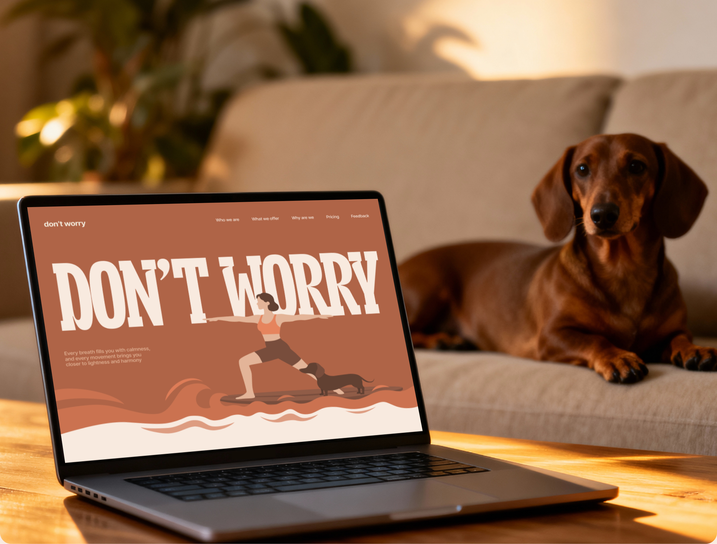 Landing page | Puppy yoga — Изображение №1 — Интерфейсы, Иллюстрация на Dprofile