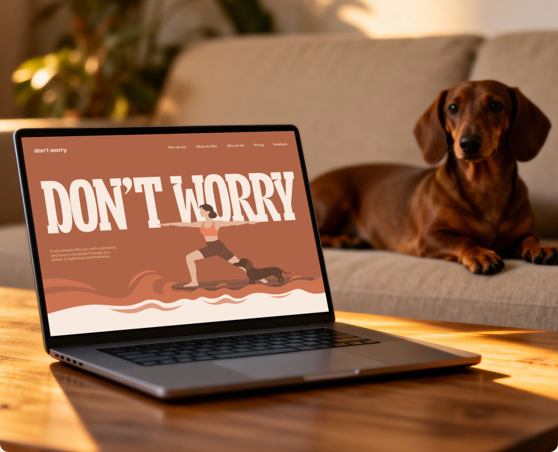 Landing page | Puppy yoga — Интерфейсы, Иллюстрация на Dprofile