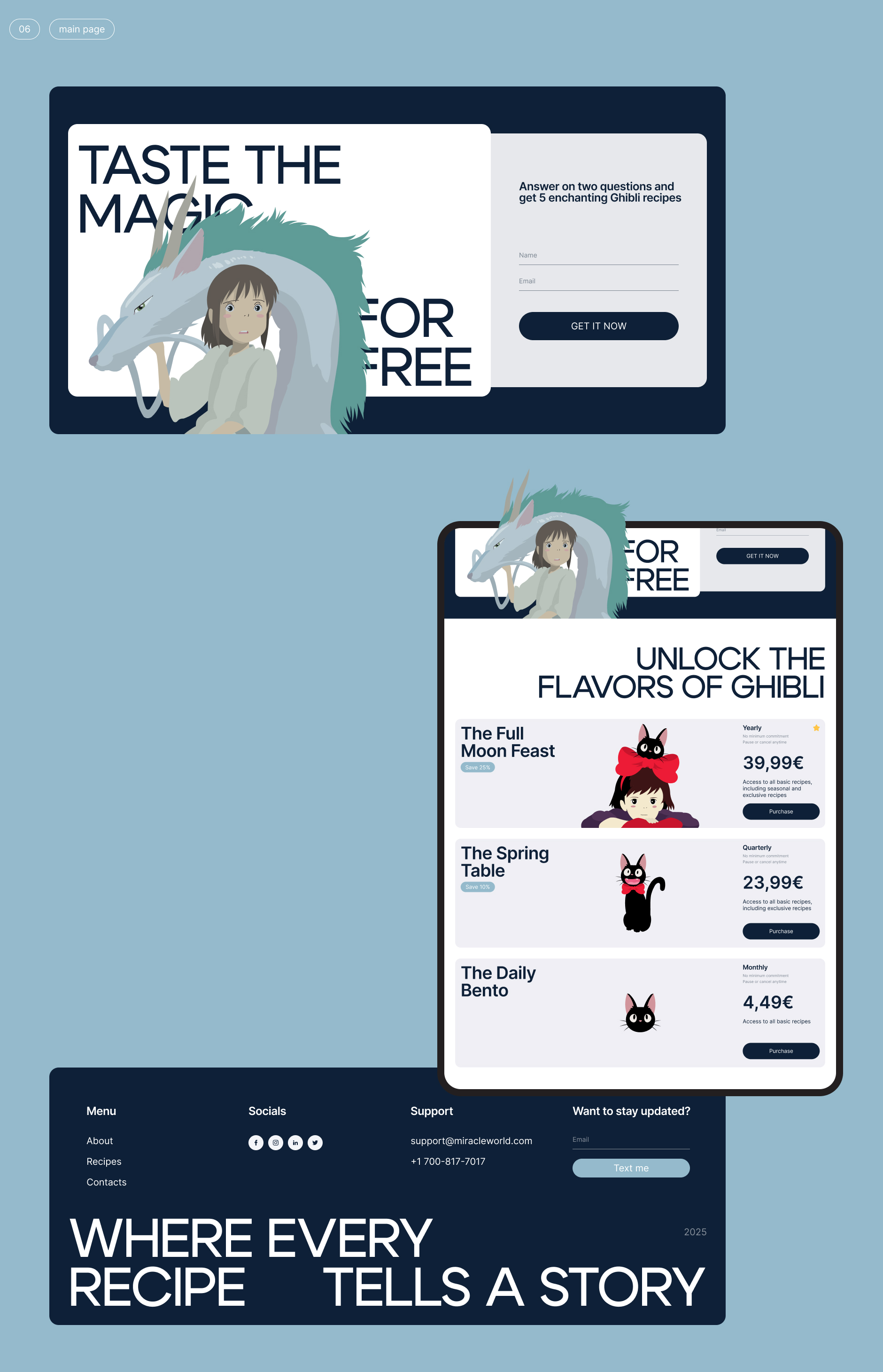 Miyazaki's Menu | Landing page — Изображение №10 — Интерфейсы, Иллюстрация на Dprofile