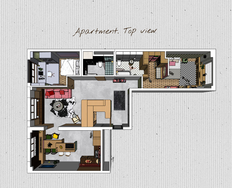 Коллажи SketchUp, квартира — Архитектура на Dprofile