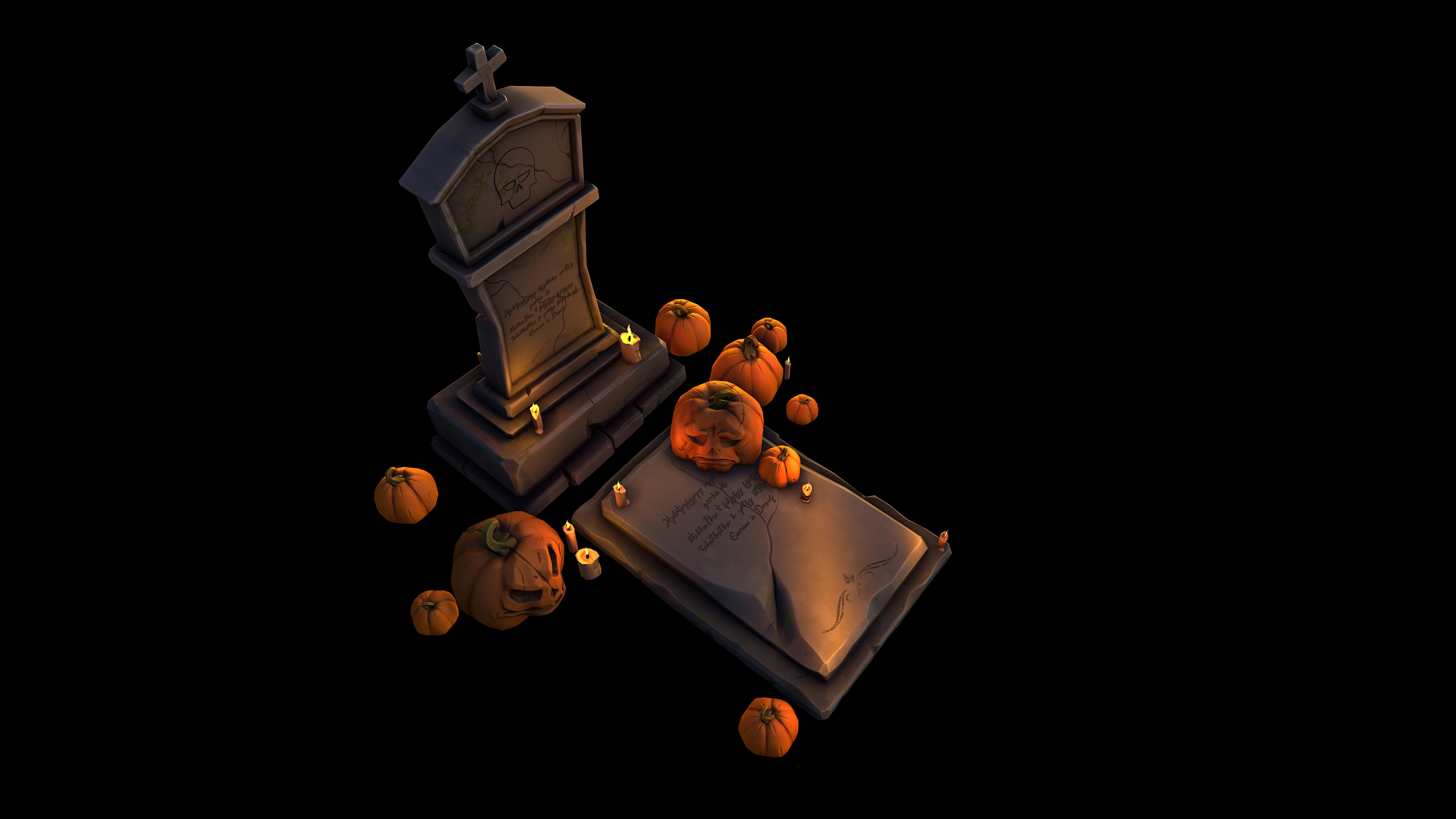 Надгробие и тыковки — Изображение №3 — Иллюстрация, 3D на Dprofile