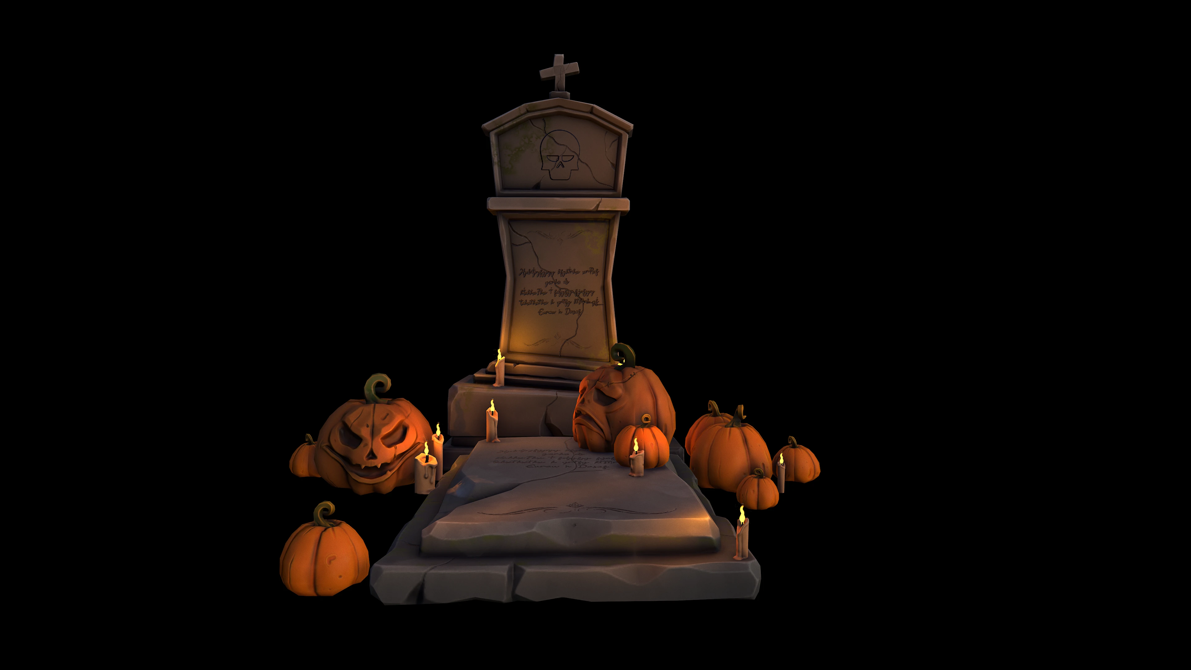 Надгробие и тыковки — Изображение №1 — Иллюстрация, 3D на Dprofile
