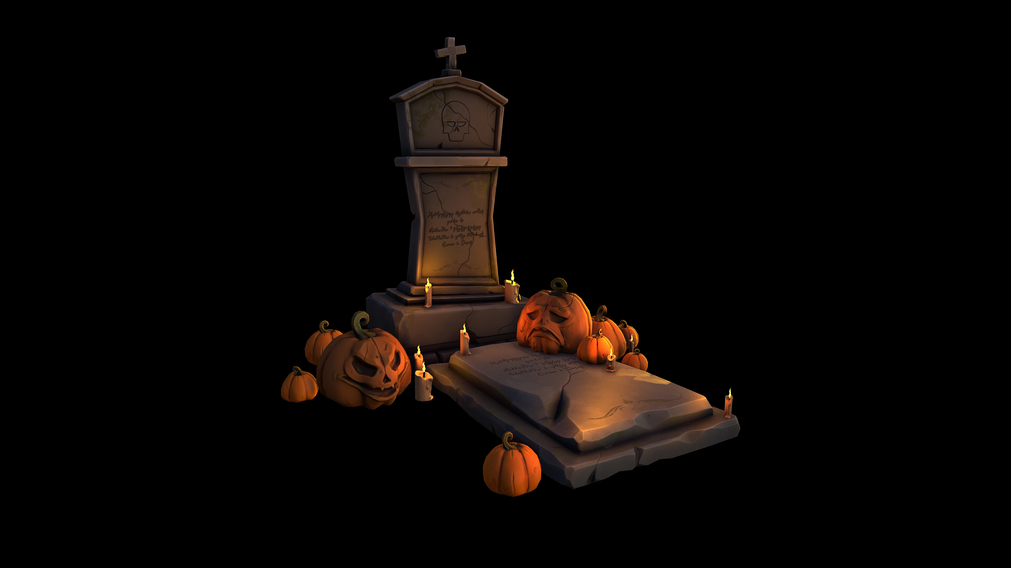 Надгробие и тыковки — Изображение №2 — Иллюстрация, 3D на Dprofile