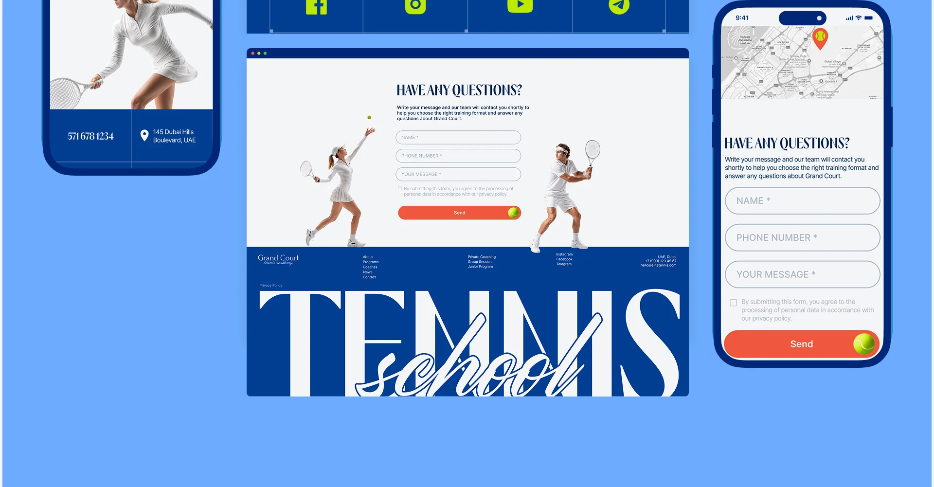 GRAND COURT — Tennis School Website Design | UX/UI — Изображение №17 — Интерфейсы на Dprofile