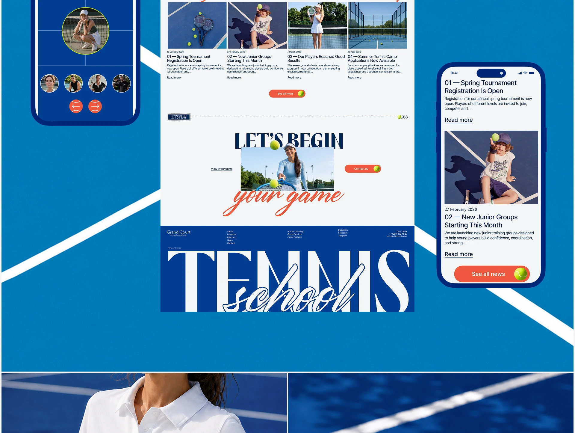 GRAND COURT — Tennis School Website Design | UX/UI — Изображение №7 — Интерфейсы на Dprofile