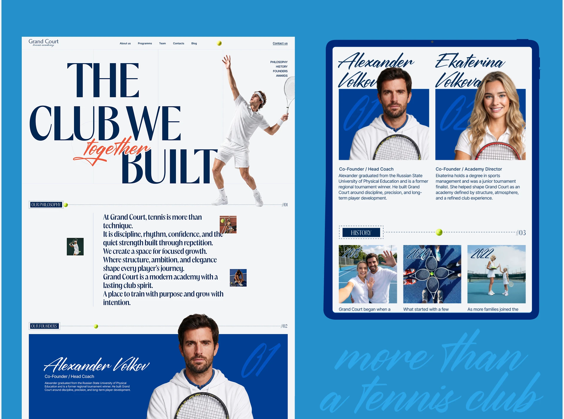 GRAND COURT — Tennis School Website Design | UX/UI — Изображение №12 — Интерфейсы на Dprofile