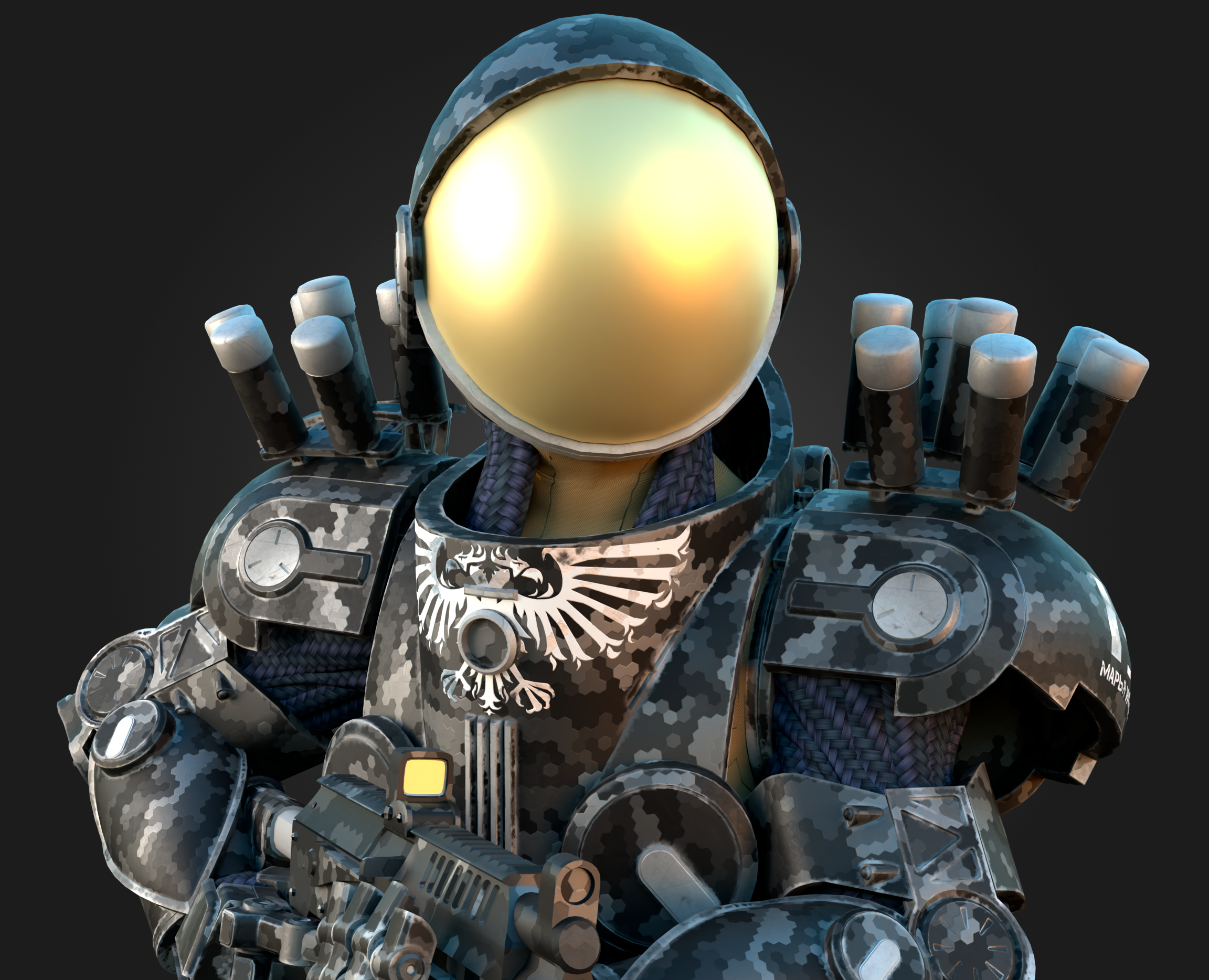 Скафандр с элементами экзоскелета "Матрёшка" — Иллюстрация, 3D на Dprofile