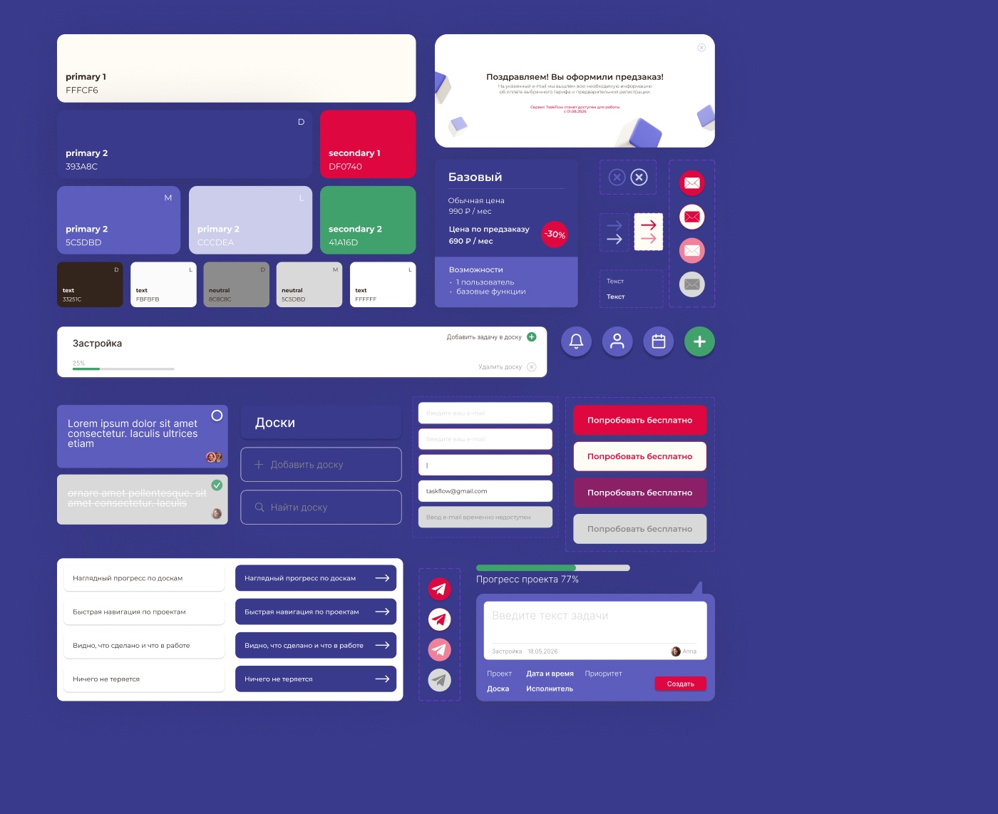 UX/UI-дизайн SaaS-сервиса | TaskFlow — Изображение №11 — Интерфейсы на Dprofile