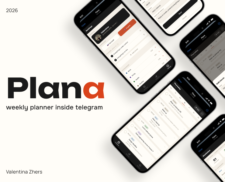 Plana - weekly planner Telegram Mini App — Интерфейсы на Dprofile
