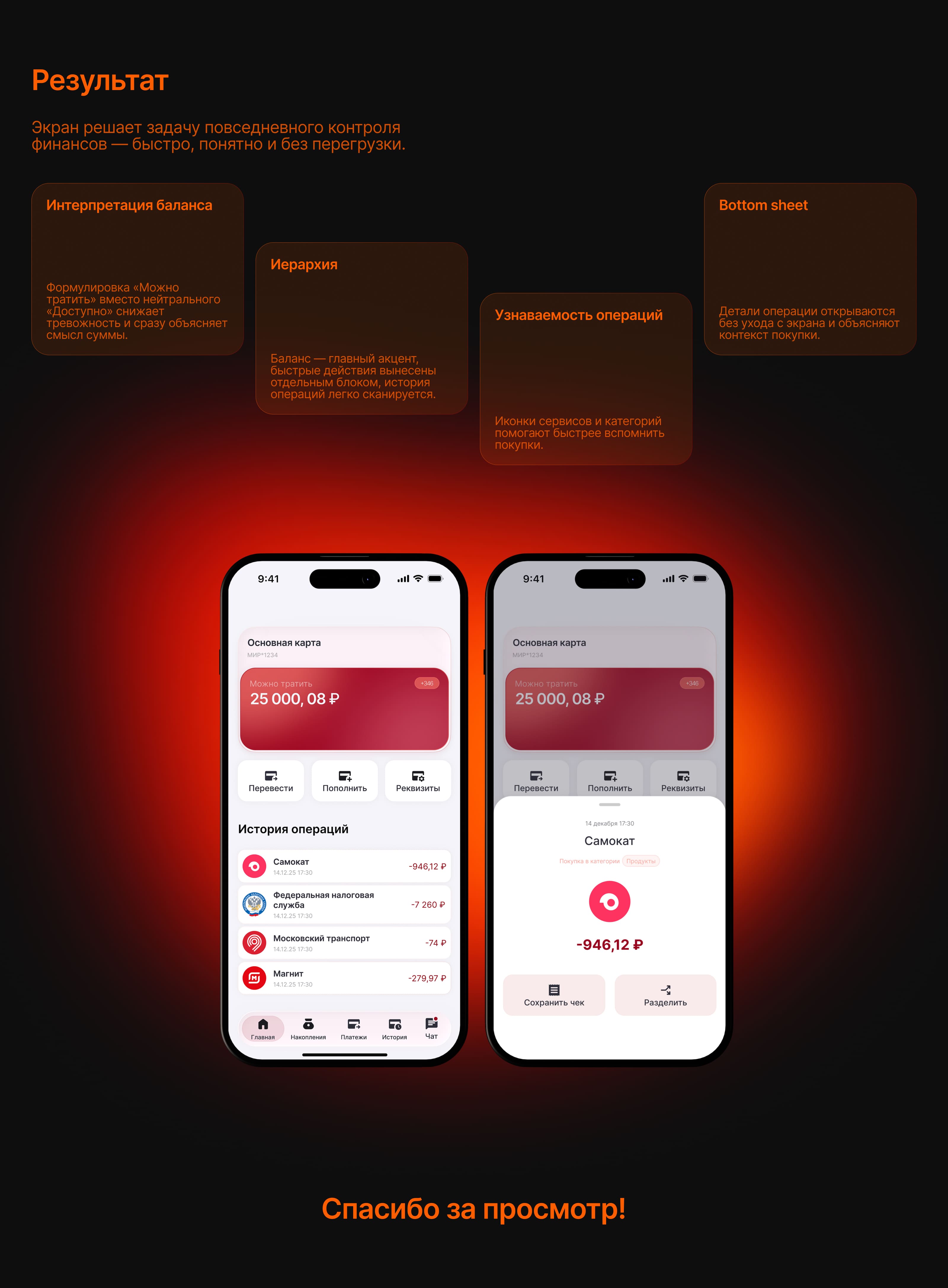 Ежедневный контроль баланса и операций  в банковском прилож… — Изображение №2 — Интерфейсы на Dprofile