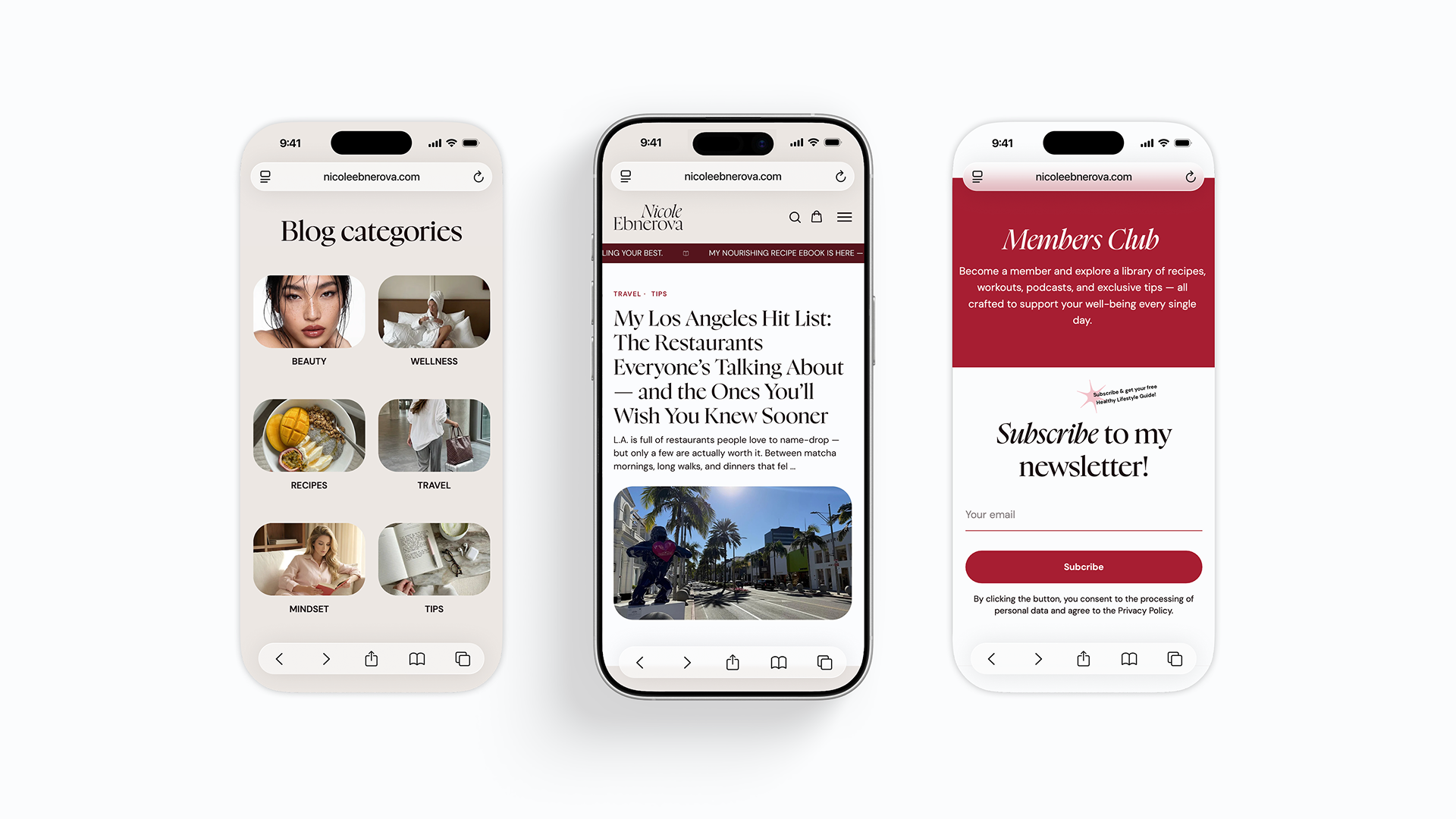 Nicole Ebnerova — фирменный стиль и wellness веб-сайт — Изображение №12 — Интерфейсы, Брендинг на Dprofile