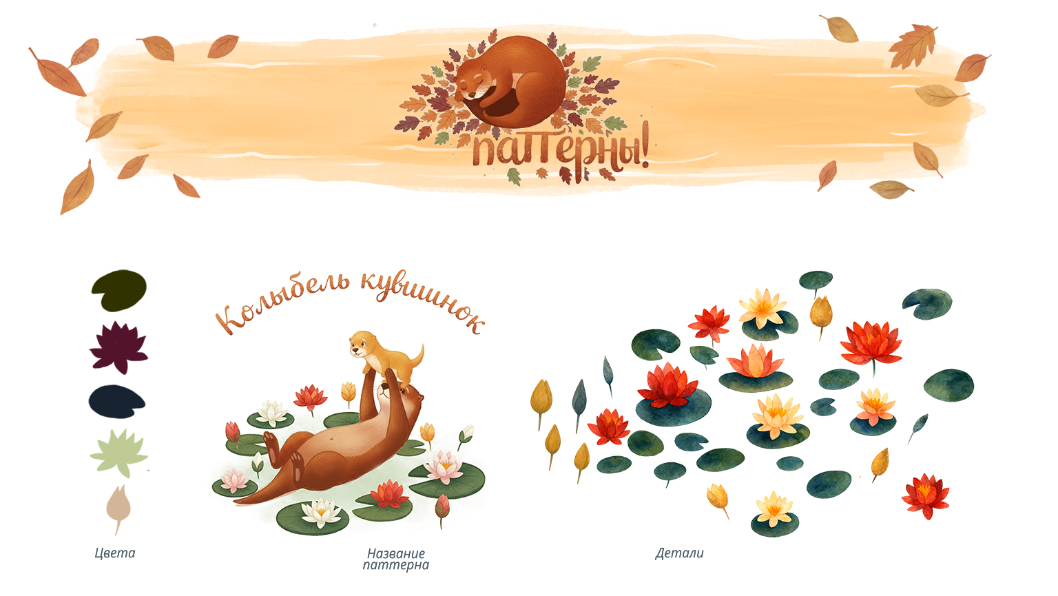 Выдровые истории: бесшовные паттерны и дизайн персонажей — Изображение №4 — Иллюстрация на Dprofile