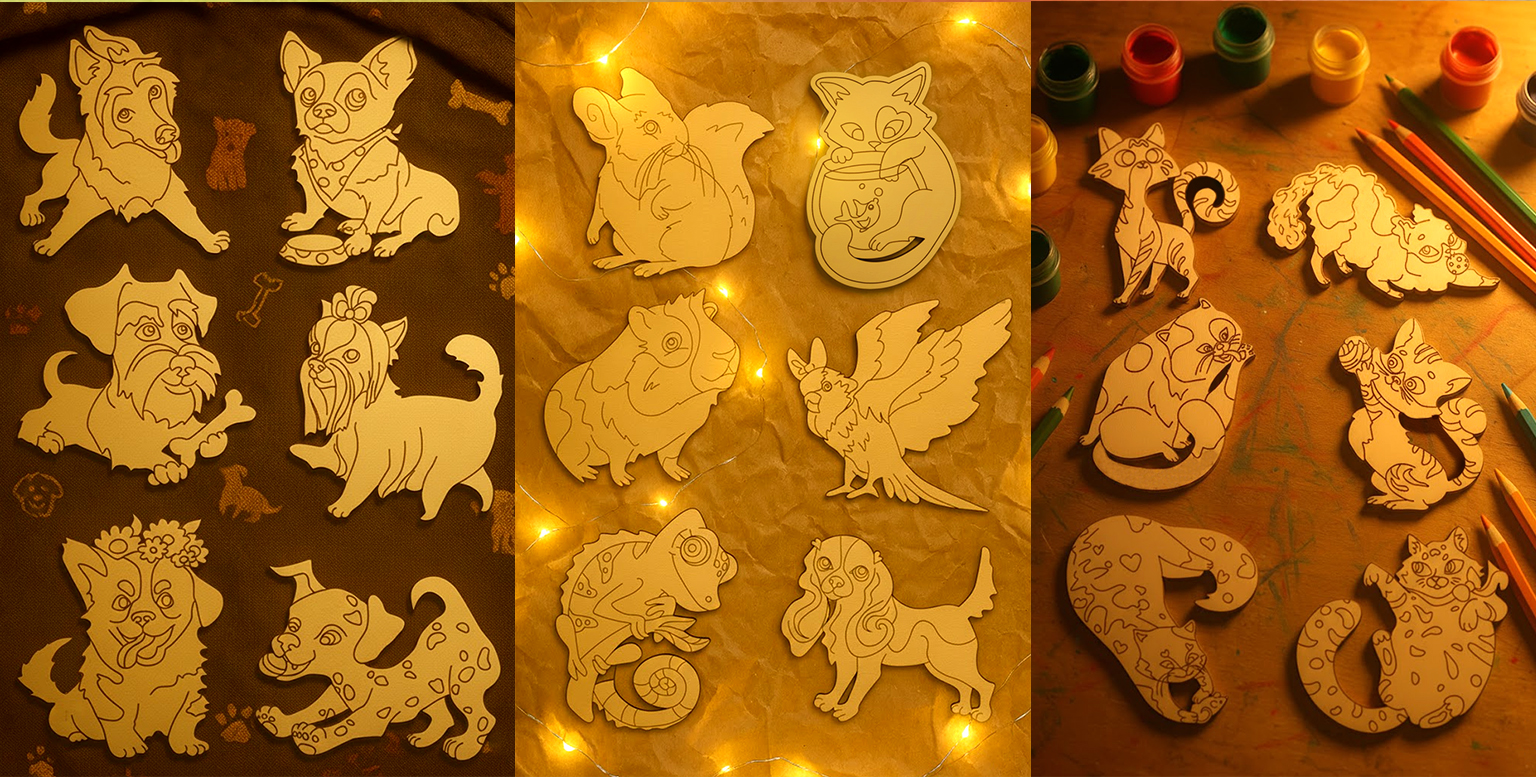 Эко-коллекция деревянных фигурок для раскрашивания — Изображение №5 — Иллюстрация, Графика на Dprofile