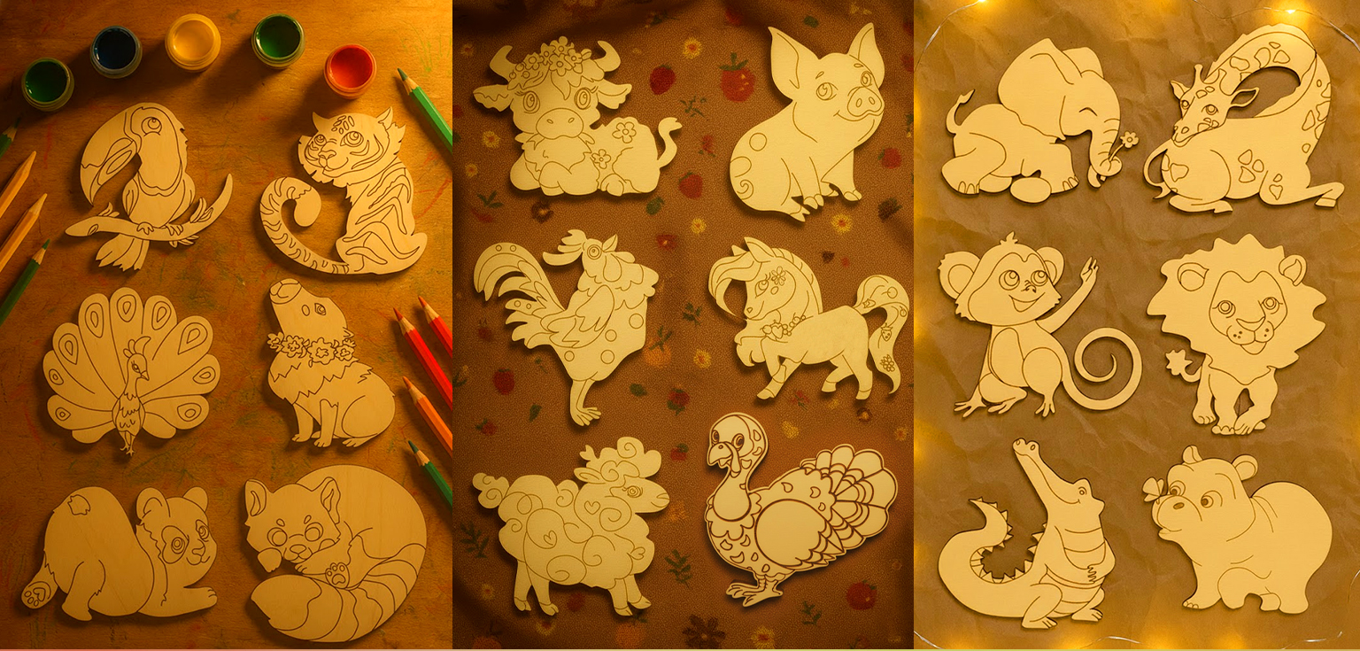 Эко-коллекция деревянных фигурок для раскрашивания — Изображение №9 — Иллюстрация, Графика на Dprofile