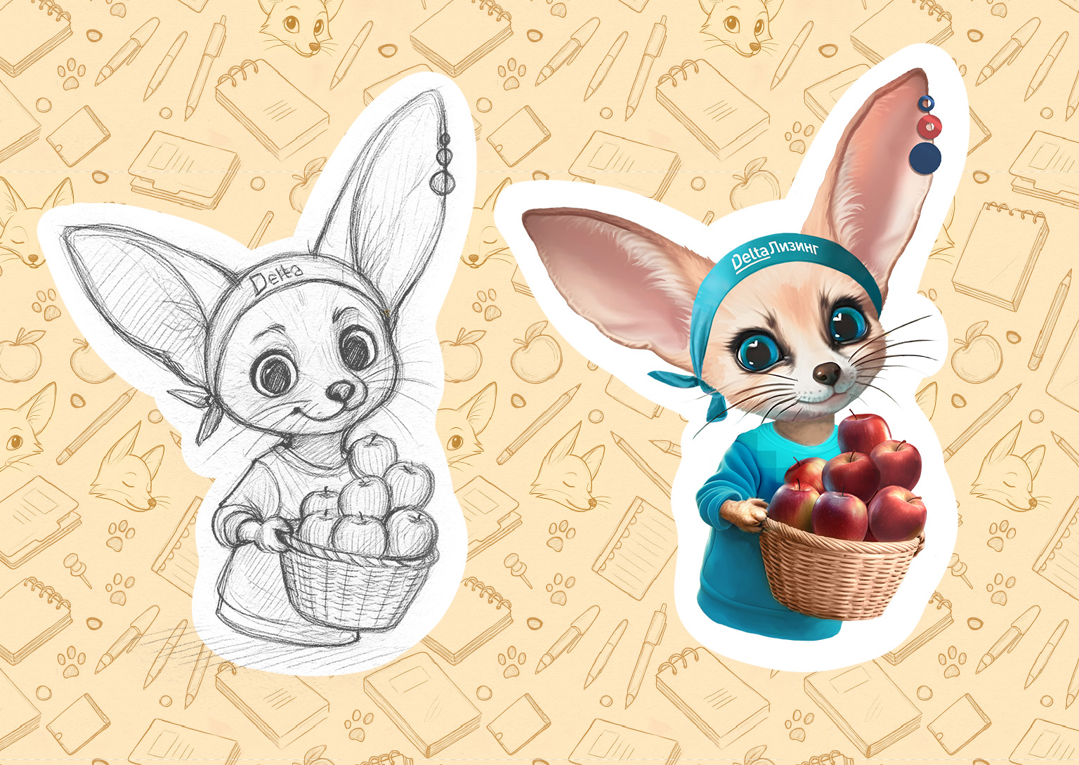 Бренд-персонаж фенек для лизинга | От скетчей до мерча — Изображение №6 — Брендинг, Иллюстрация на Dprofile