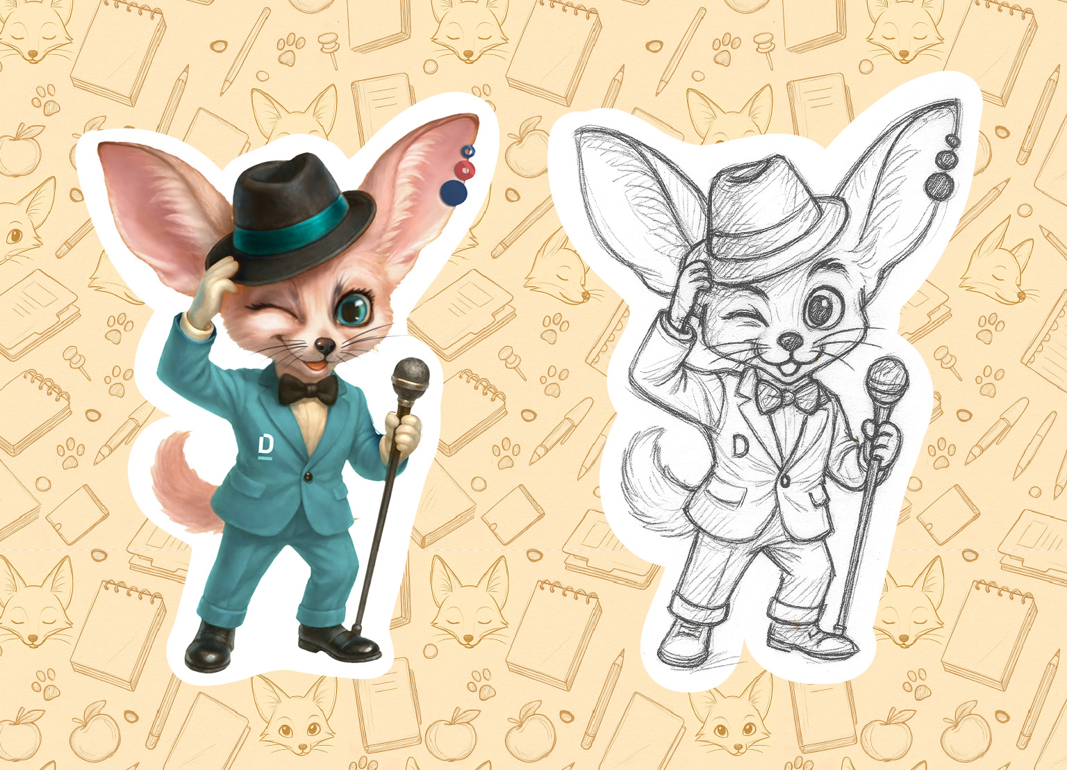 Бренд-персонаж фенек для лизинга | От скетчей до мерча — Изображение №3 — Брендинг, Иллюстрация на Dprofile