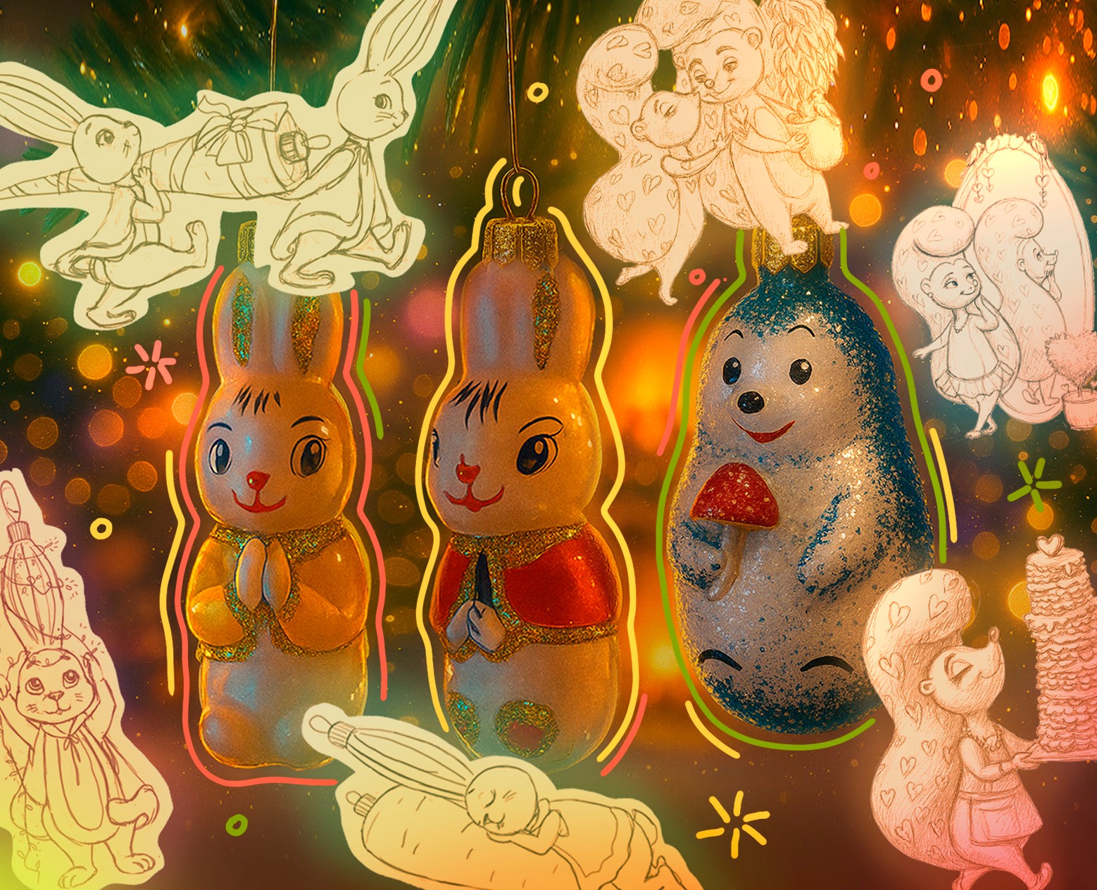 Зимняя ностальгия: авторские новогодние персонажи — Иллюстрация на Dprofile