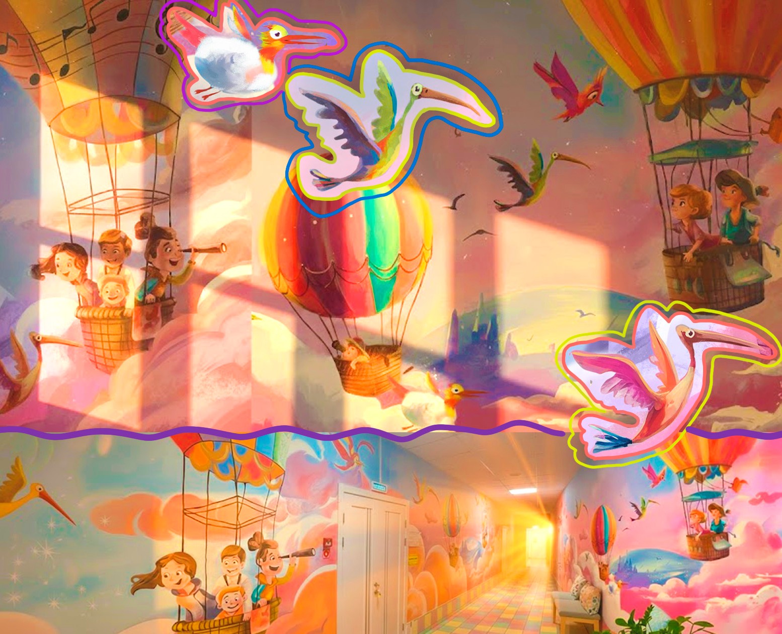 Роспись стены в детском центре «Полёт мечты» (6 метров) на Dprofile