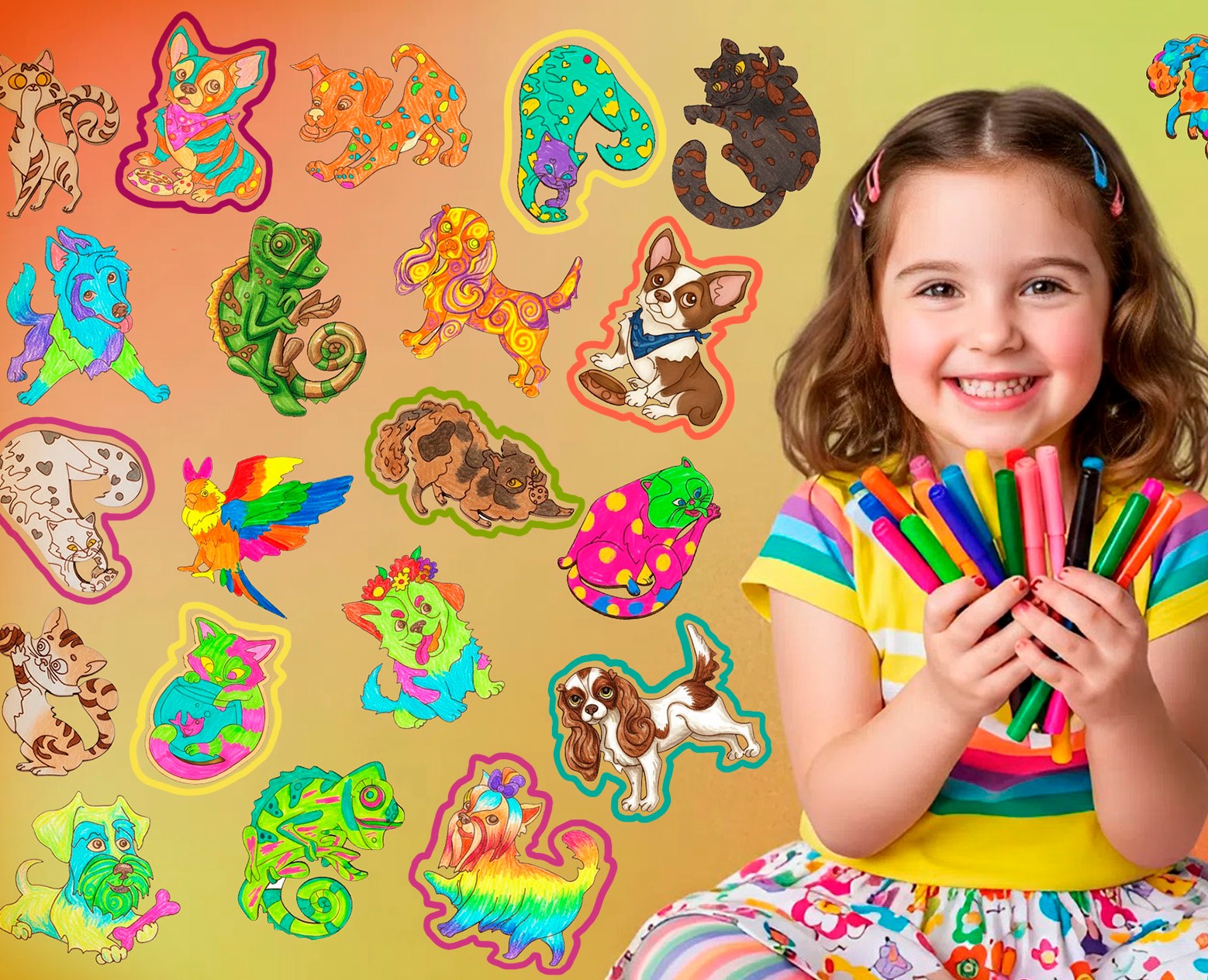 Эко-коллекция деревянных фигурок для раскрашивания — Иллюстрация, Графика на Dprofile