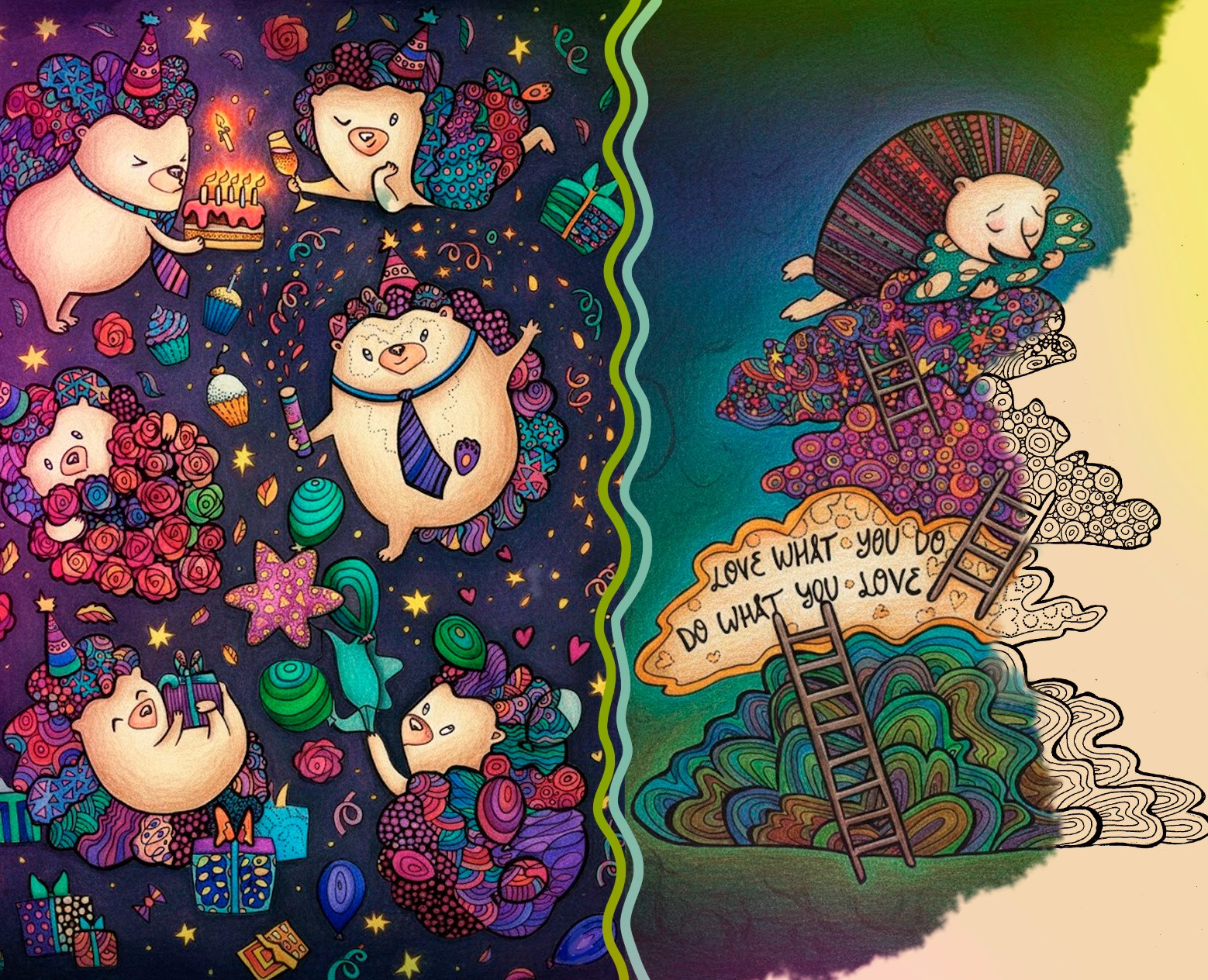 Ежиные антистресс-раскраски | Ручная графика — Иллюстрация, Графика на Dprofile