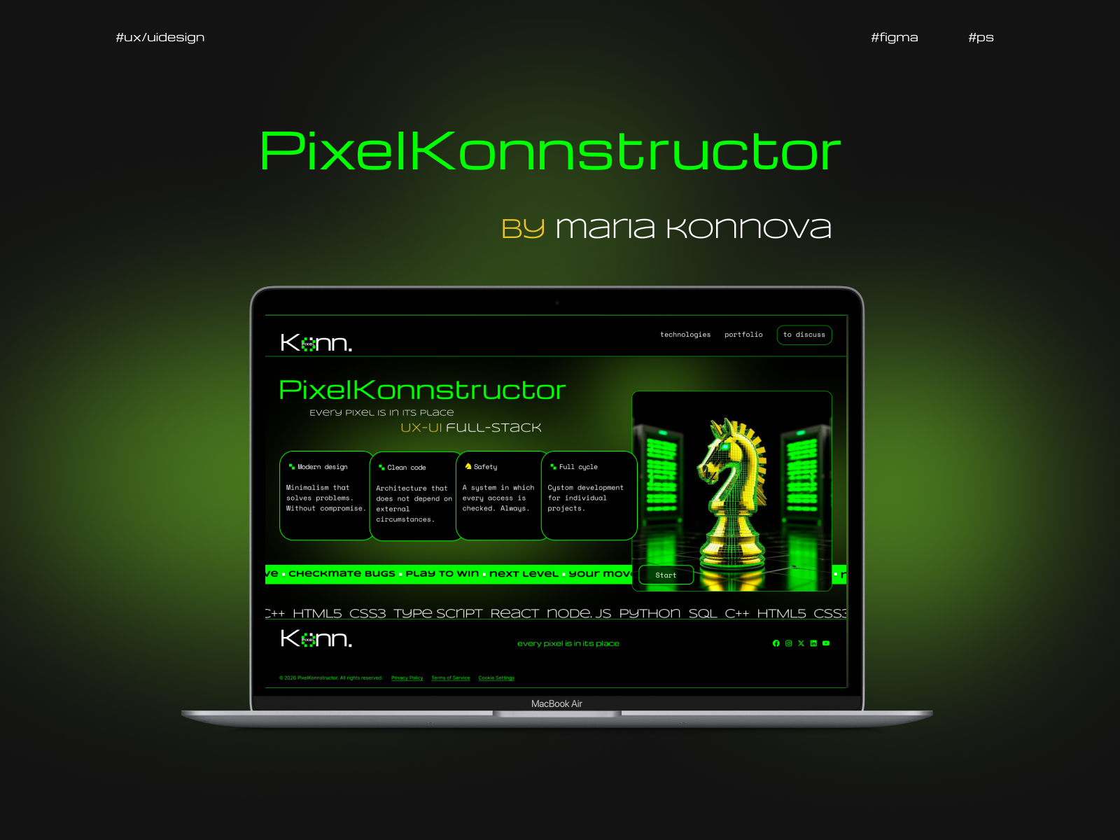 PixelKonnstructor website design — Изображение №1 — Интерфейсы, Брендинг на Dprofile