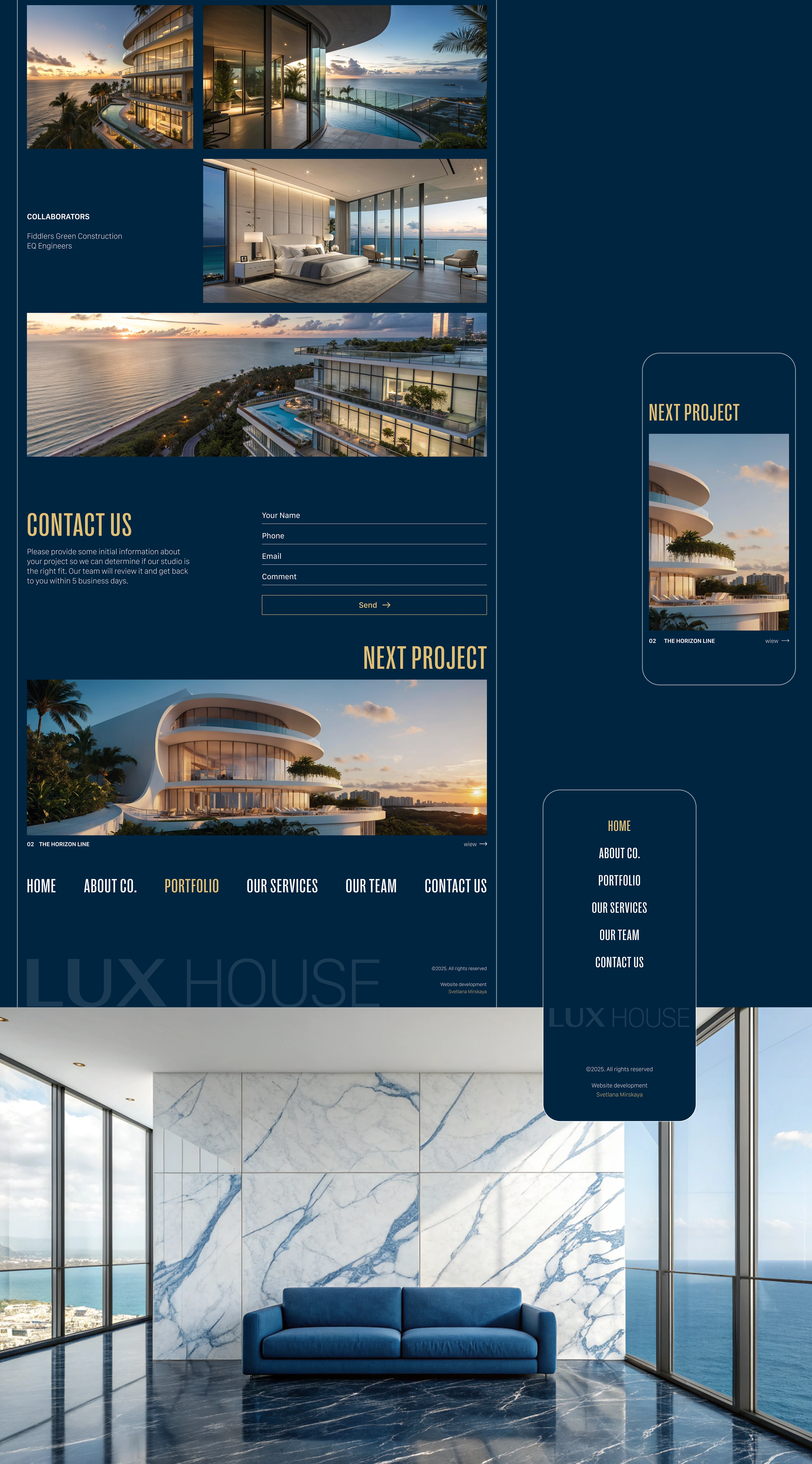 LUX House · Developer Website · UX/UI 2026 — Изображение №10 — Интерфейсы, Анимация на Dprofile