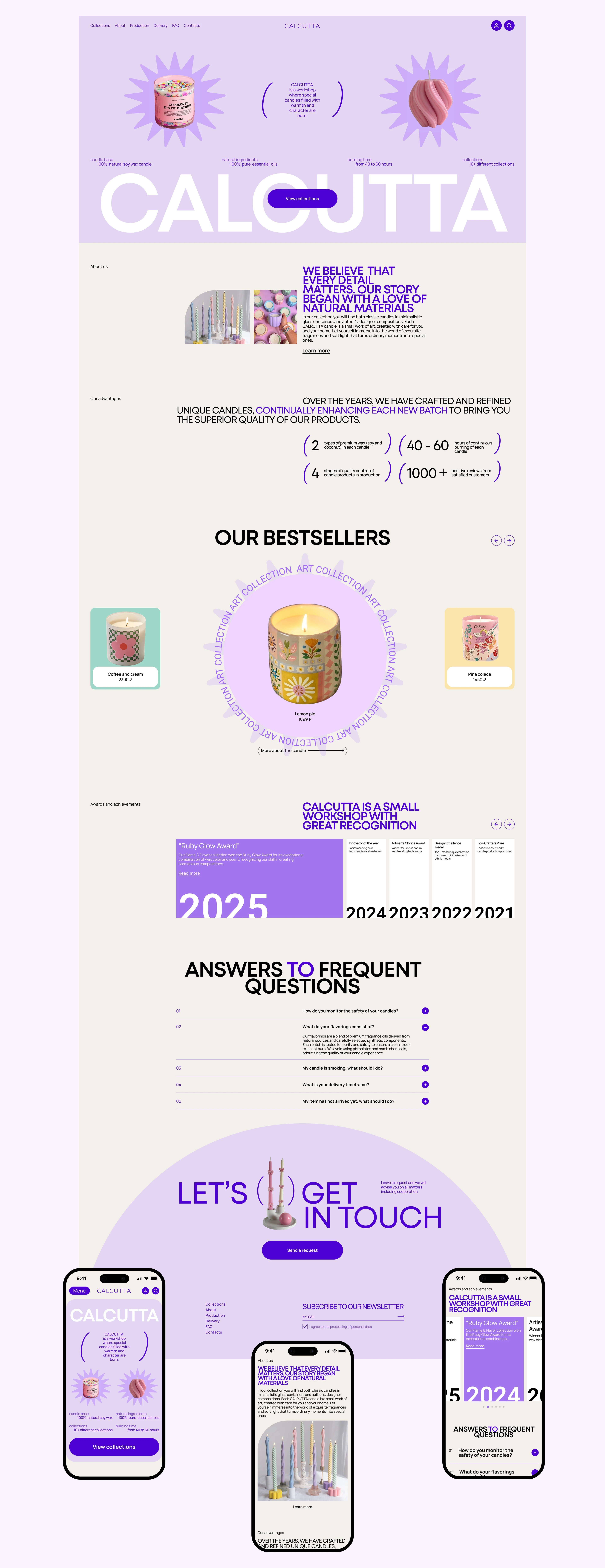 СALCUTTA | Candle workshop website — Изображение №3 — Интерфейсы на Dprofile