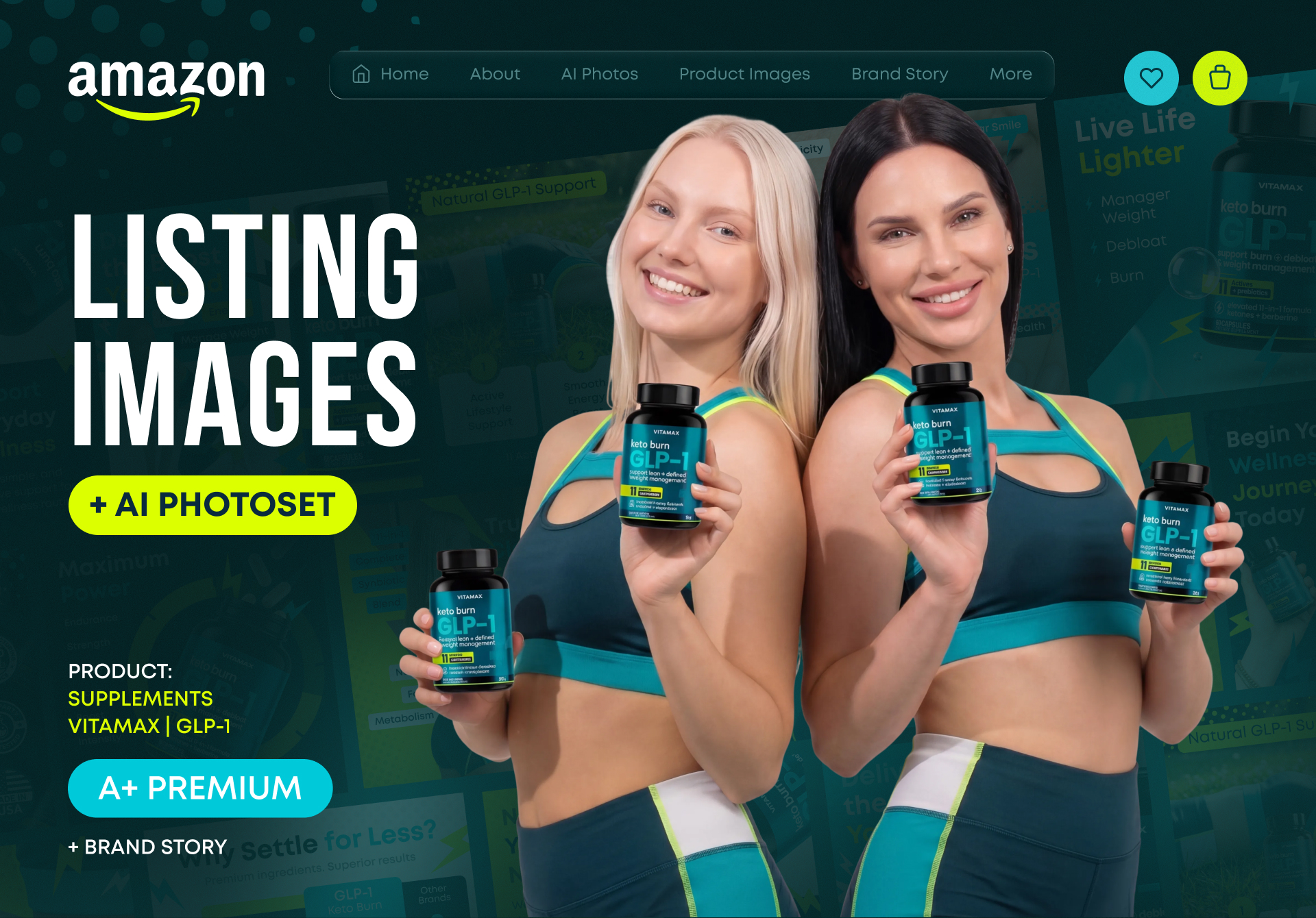 Инфографика для Amazon. БАДы добавки - VITAMAX GLP-1 — Изображение №1 — Брендинг, Графика на Dprofile