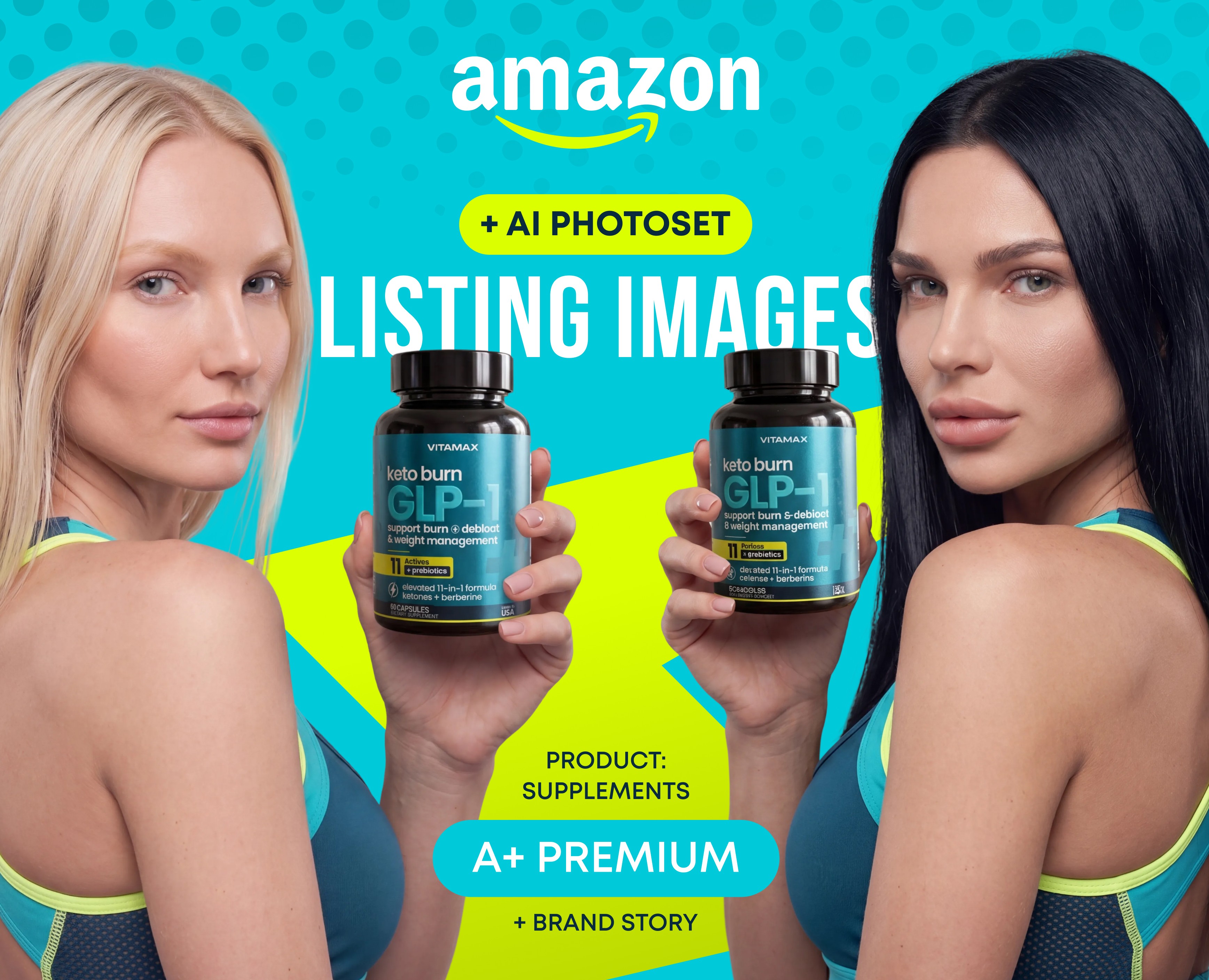 Инфографика для Amazon. БАДы добавки - VITAMAX GLP-1 — Брендинг, Графика на Dprofile