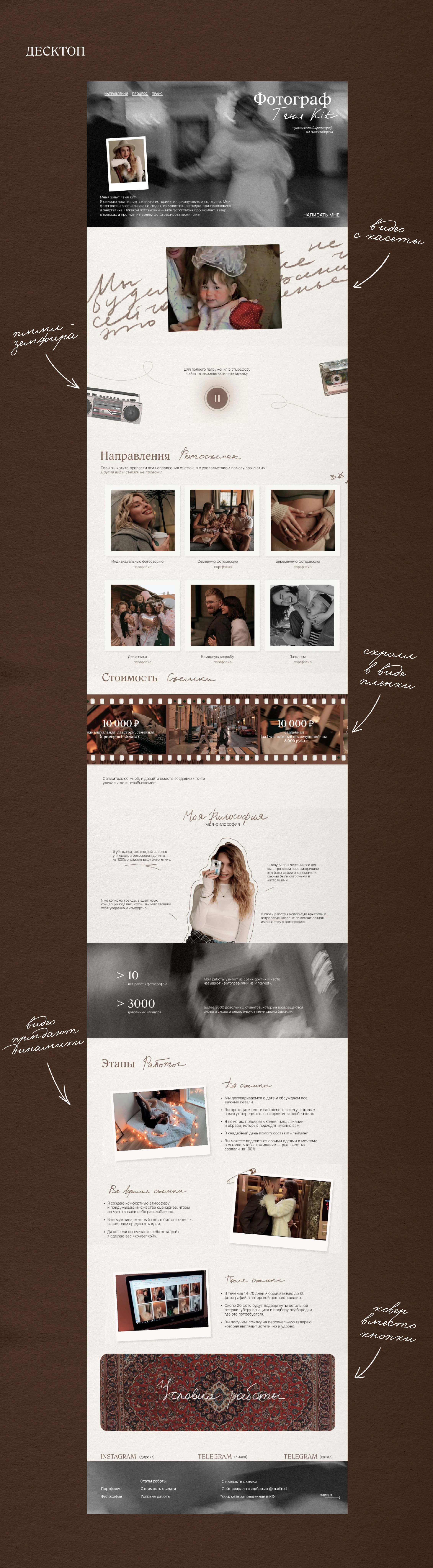 Ностальгический сайт для фотографа | Landing page Tilda — Изображение №6 — Интерфейсы, Брендинг на Dprofile