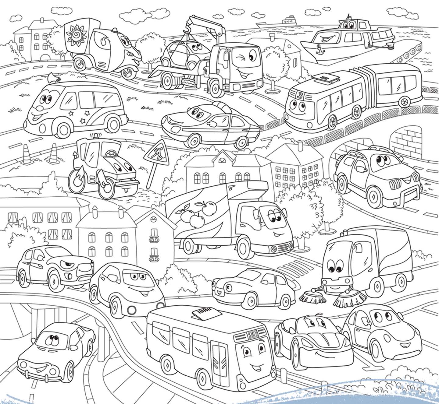 Мегараскраска для малышей. Машинки — Изображение №1 — Иллюстрация на Dprofile