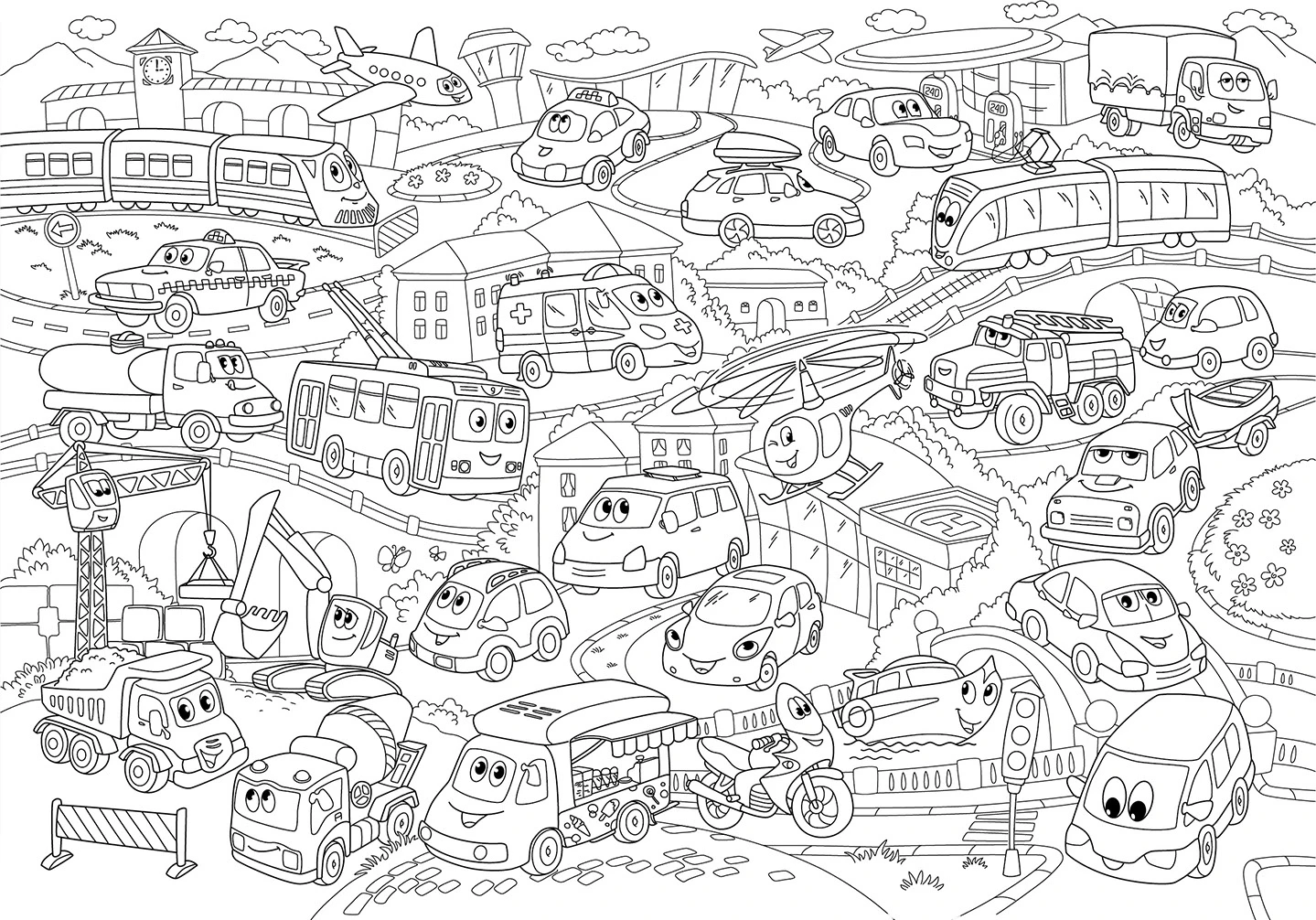 Мегараскраска для малышей. Машинки — Изображение №5 — Иллюстрация на Dprofile