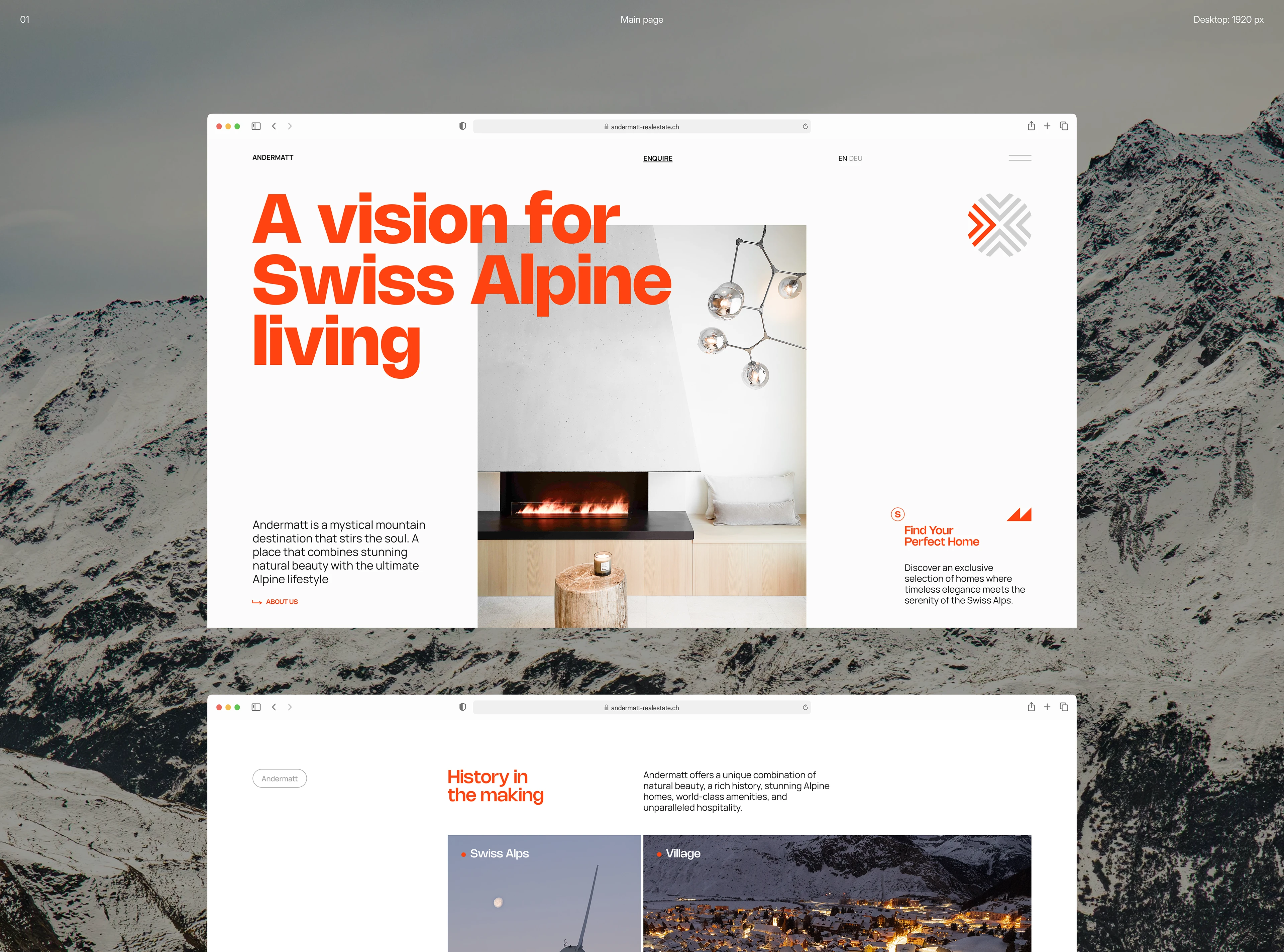 Andermatt Real Estate | Corporate website — Изображение №3 — Интерфейсы, Брендинг на Dprofile