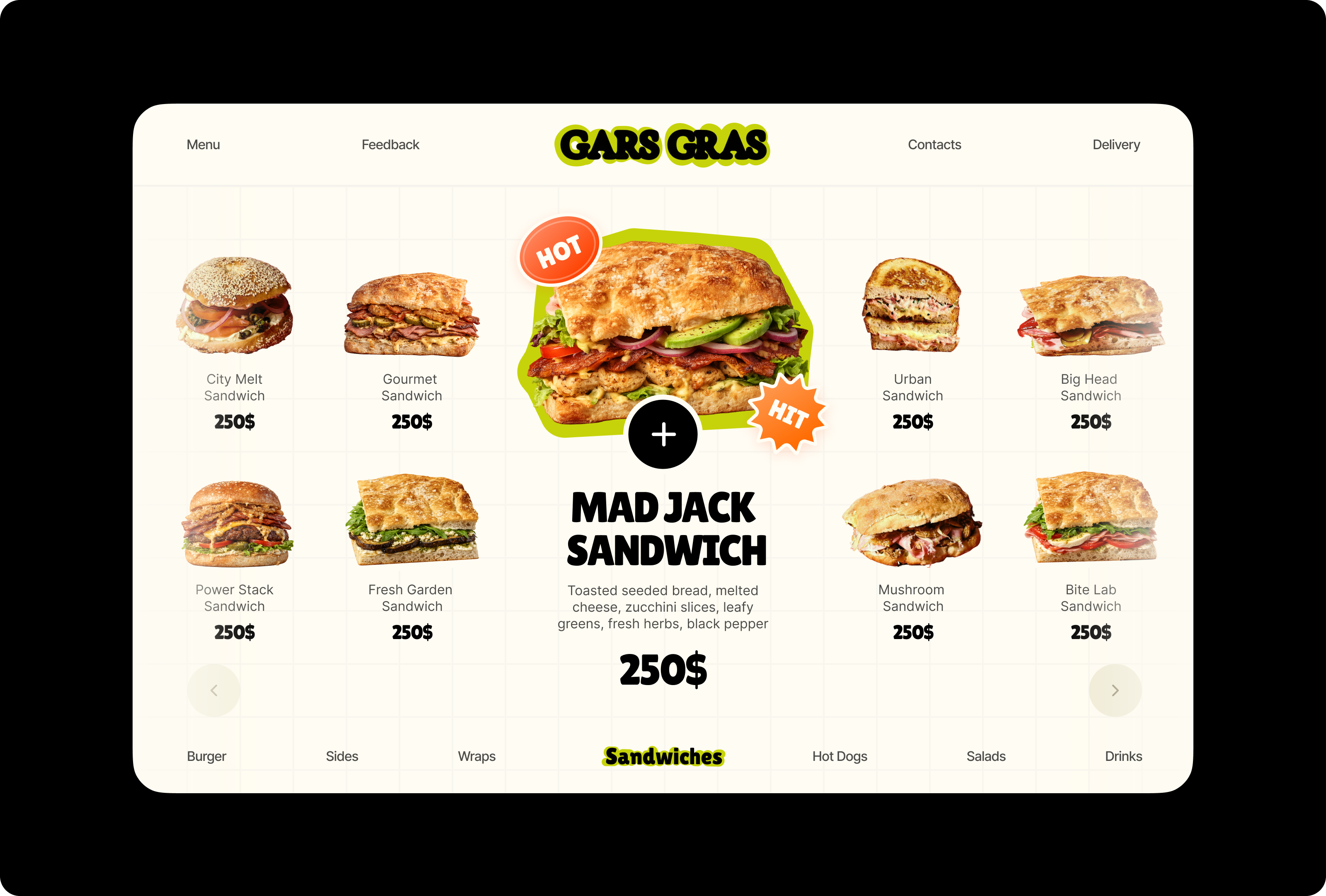 Бургерная Gars Gras — Изображение №1 — Интерфейсы на Dprofile