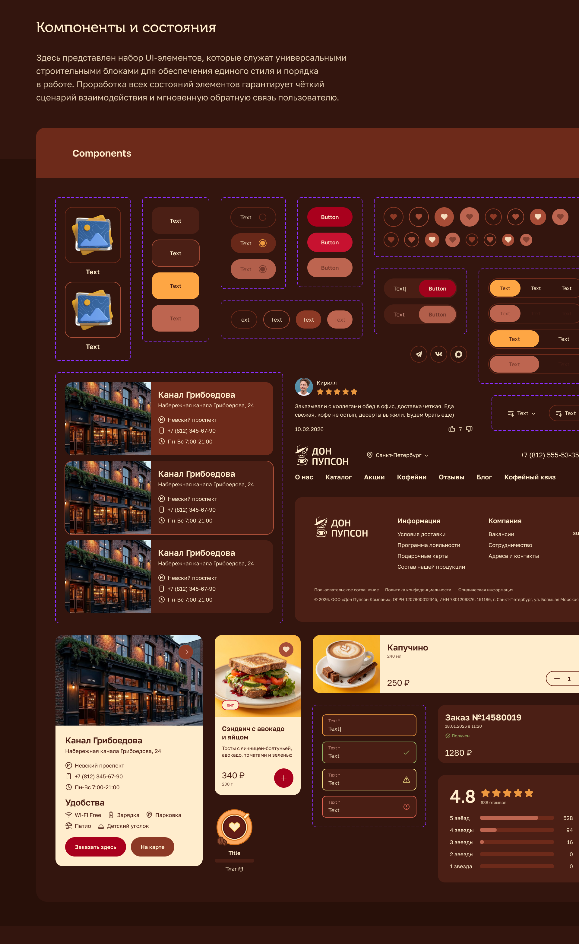 Кофейня «Дон Пупсон» | UI/UX — Изображение №13 — Интерфейсы, Брендинг на Dprofile