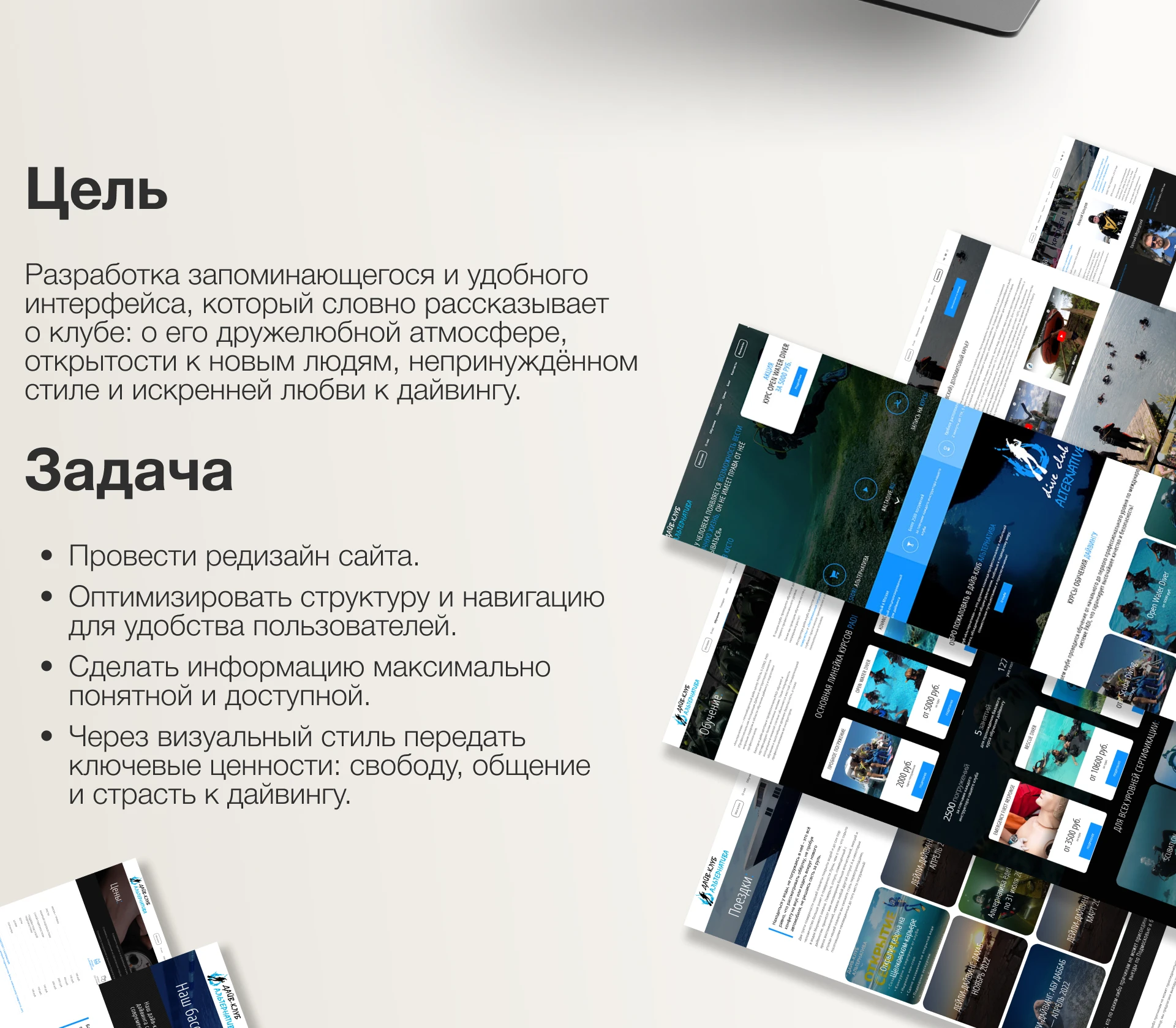Редизайн сайта дайв-клуба Альтернатива — Изображение №2 — Интерфейсы на Dprofile